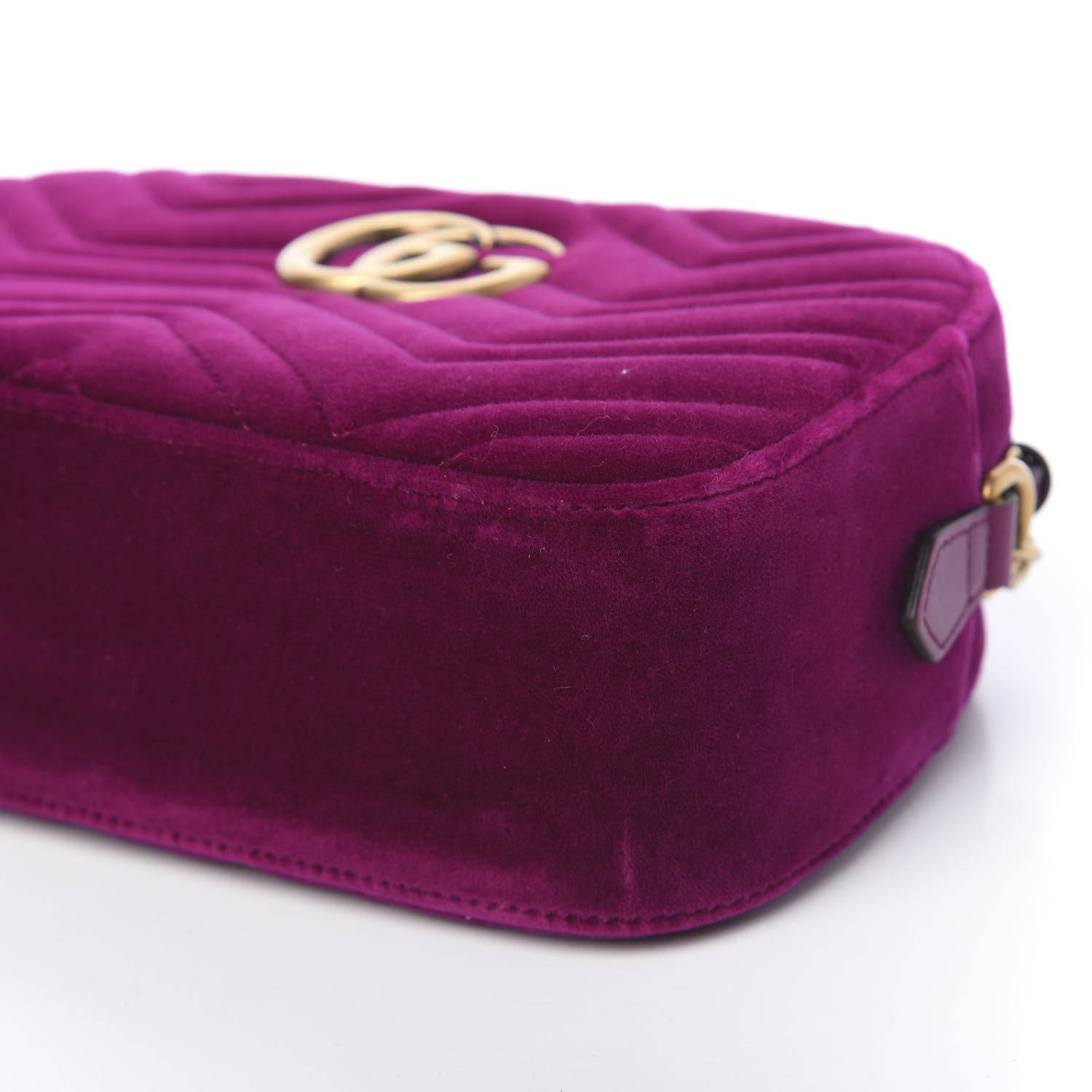 Gucci Velvet Matelasse Small GG Marmont Chain Shoulder Bag Fuchsia Violet Cyclamen 9 of 10