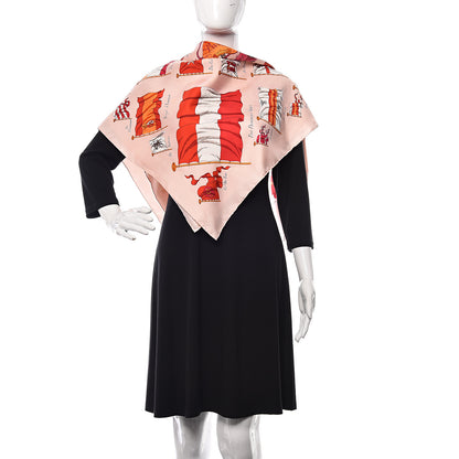 Hermes Silk Pavois Scarf 90 Rose Buvard Rouge Orange 2 of 5