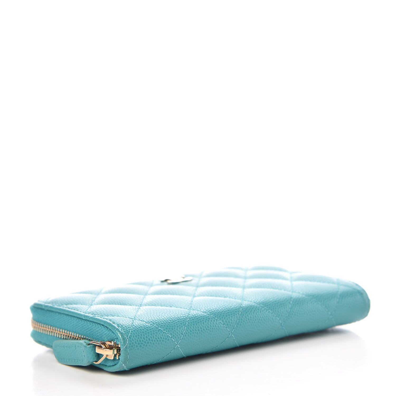Chanel Caviar Quilted Small Zip Around Wallet Turquoise 4 of 10