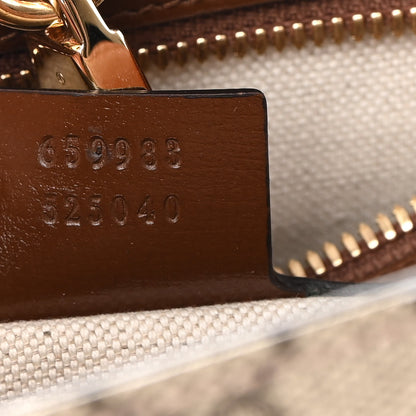 Gucci GG Supreme Monogram Azalea Calfskin Small Retro Interlocking G Tote Bag Beige Ebony Brown Sugar 7 of 10