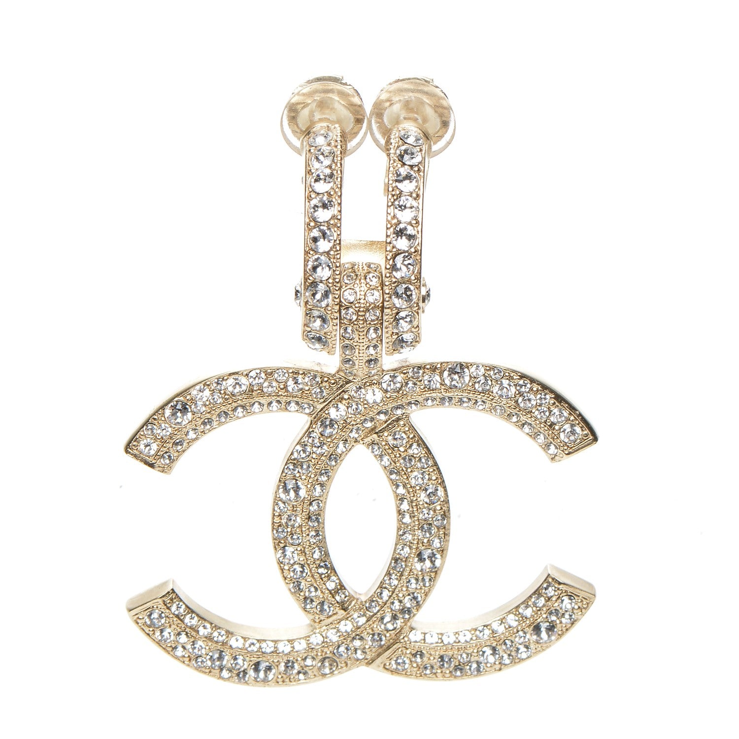 Chanel Crystal CC Single Clip On Earring Gold 1 of 4