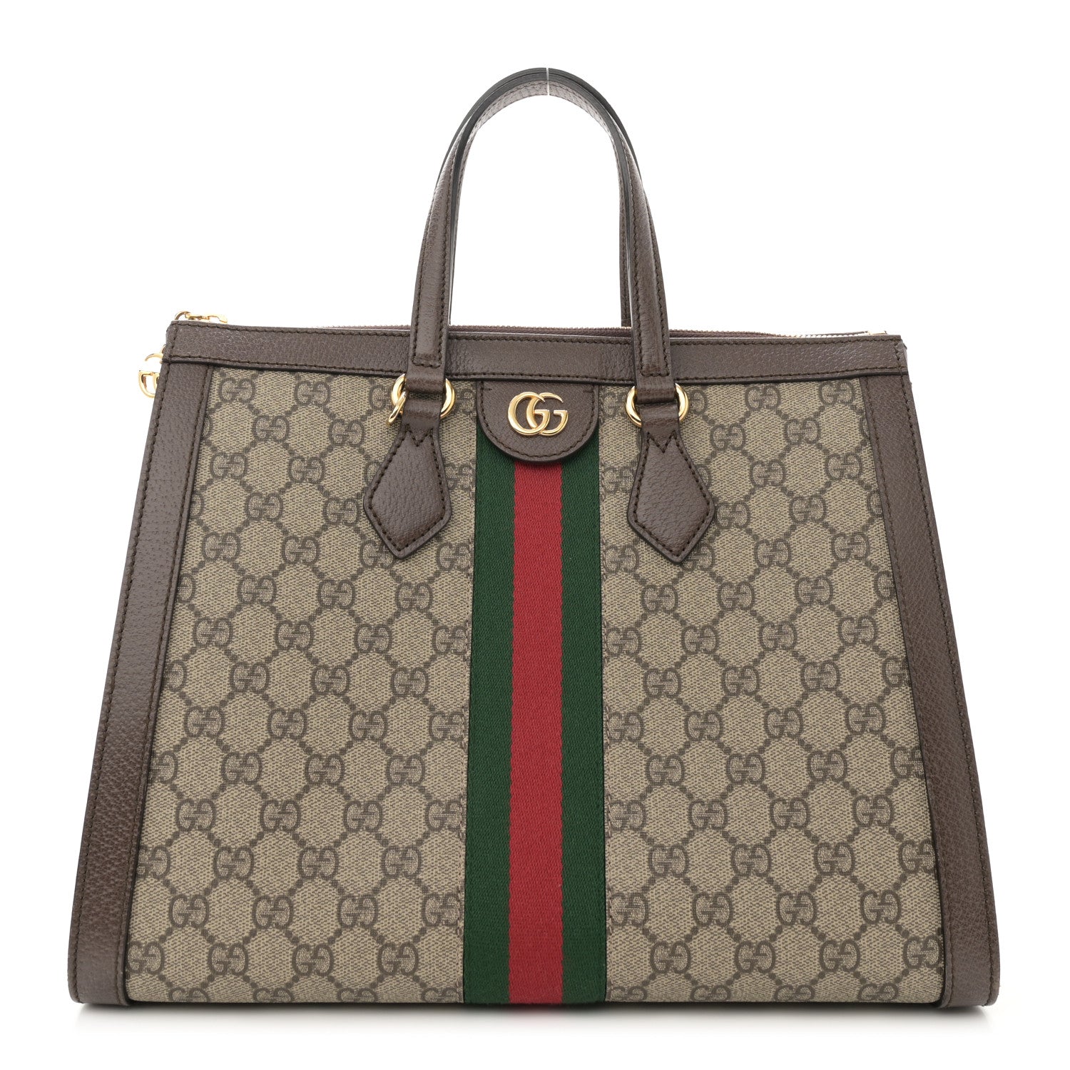 Gucci GG Supreme Monogram Web Medium Ophidia Tote Bag Brown 1 of 10