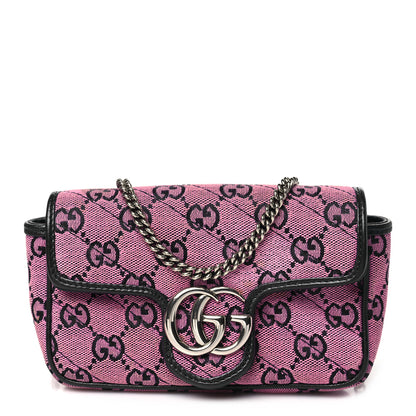 Gucci Monogram Multicolor Matelasse Diagonal Super Mini GG Marmont Shoulder Bag Pink Blue 1 of 10