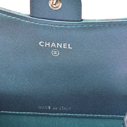 Chanel Iridescent Lambskin Quilted Flap Card Holder Turquoise 6 of 10