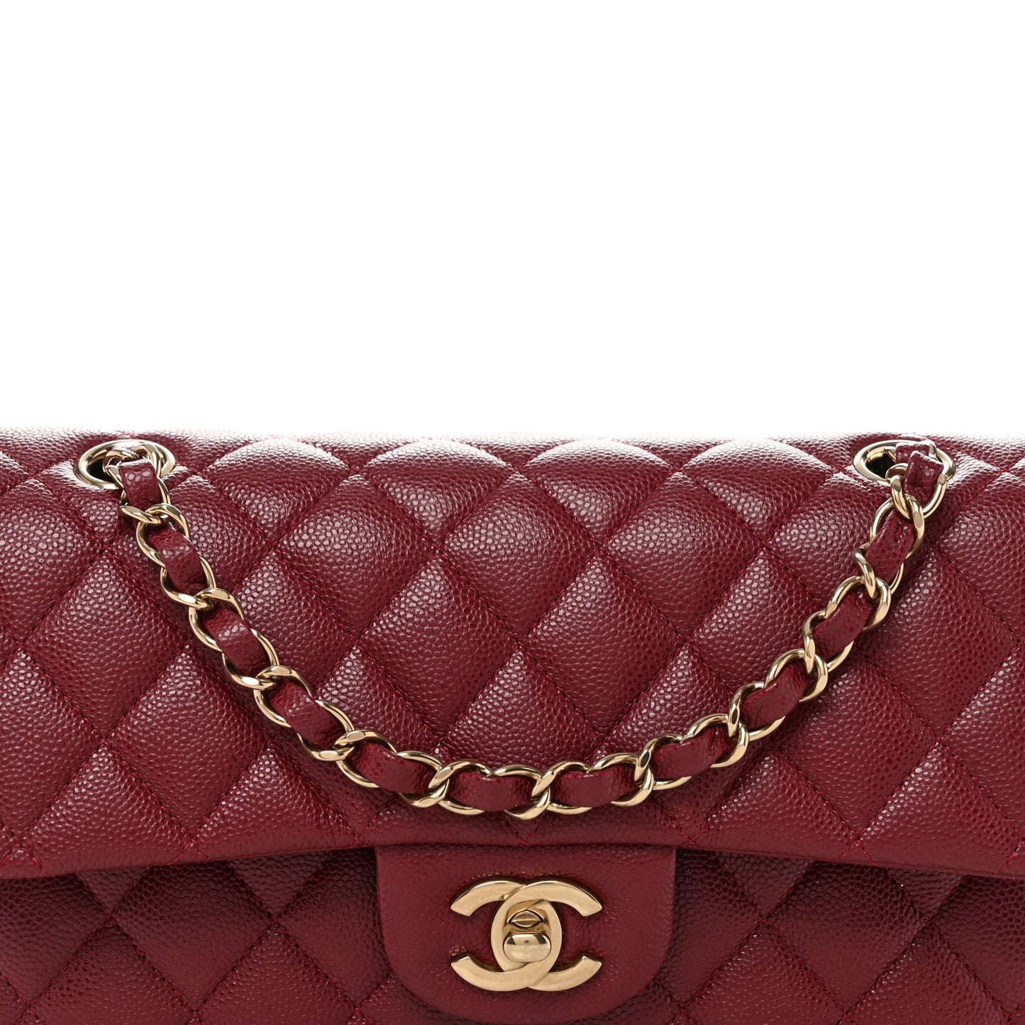 Caviar Quilted Small Double Flap Burgundy