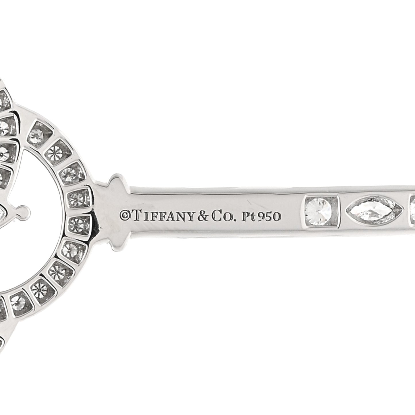Platinum 18K White Gold Diamond Victoria Cluster Key Pendant Necklace