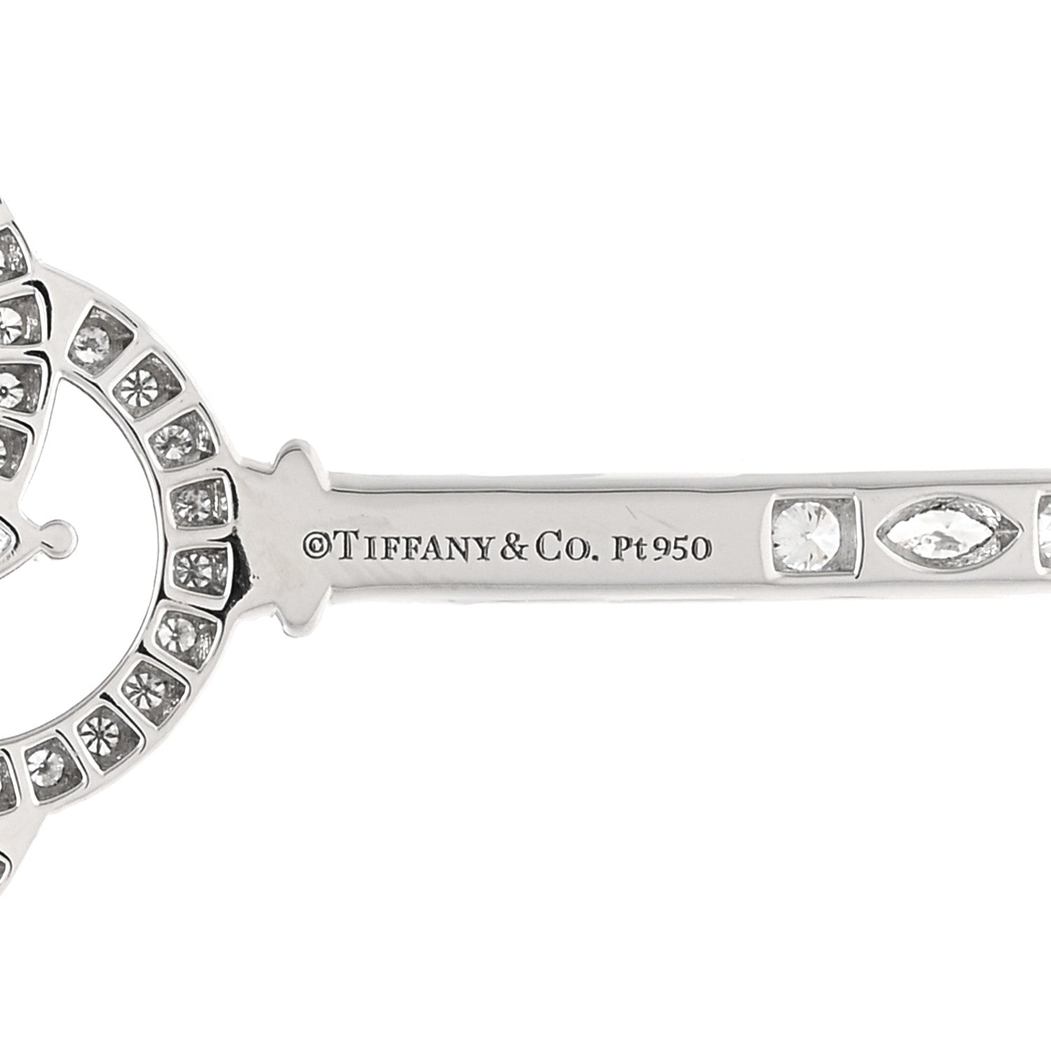 Tiffany Platinum 18K White Gold Diamond Victoria Cluster Key Pendant Necklace 4 of 5