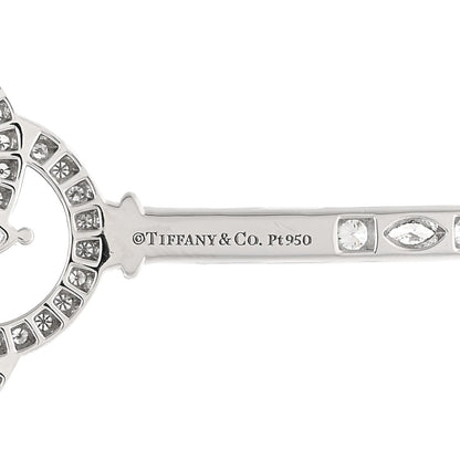 Tiffany Platinum 18K White Gold Diamond Victoria Cluster Key Pendant Necklace 4 of 5