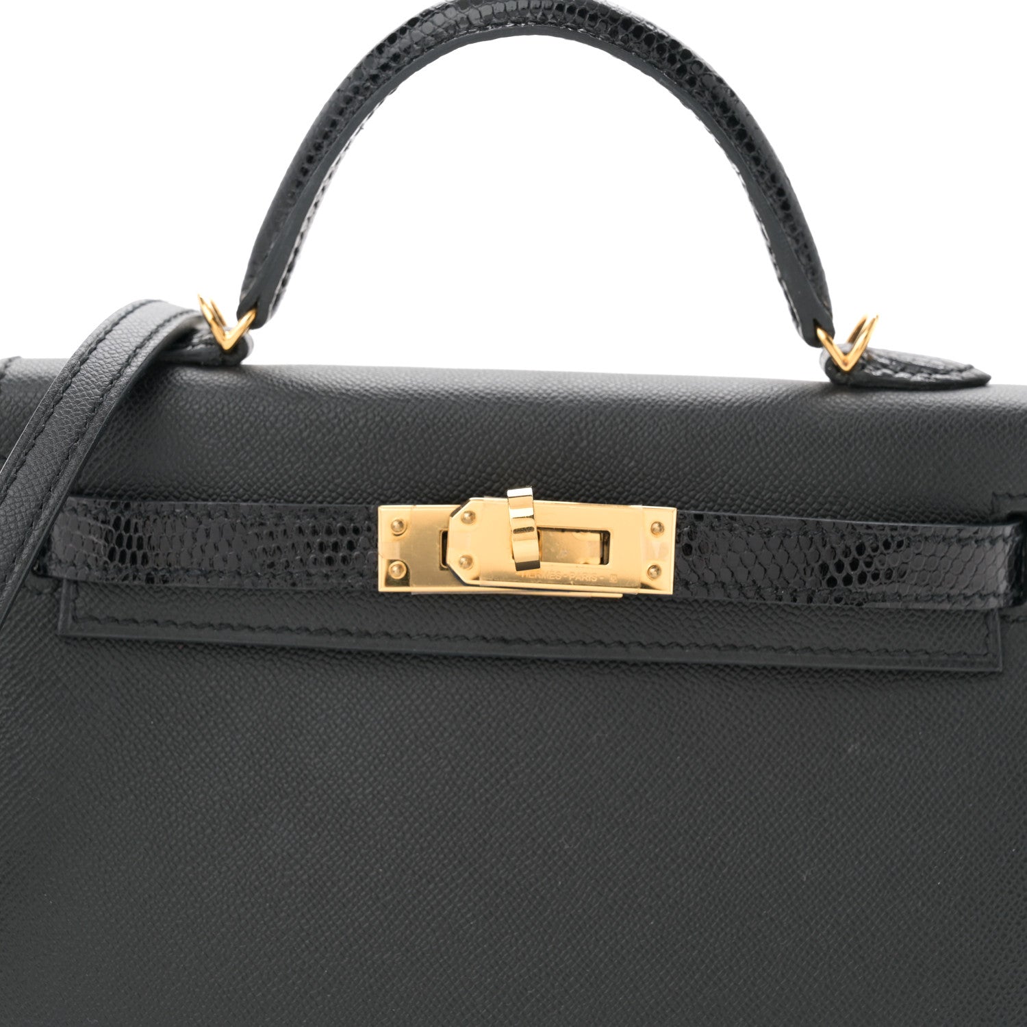 Hermes Madame Calfskin Lizard Mini Kelly Sellier Touch 20 Black 8 of 14
