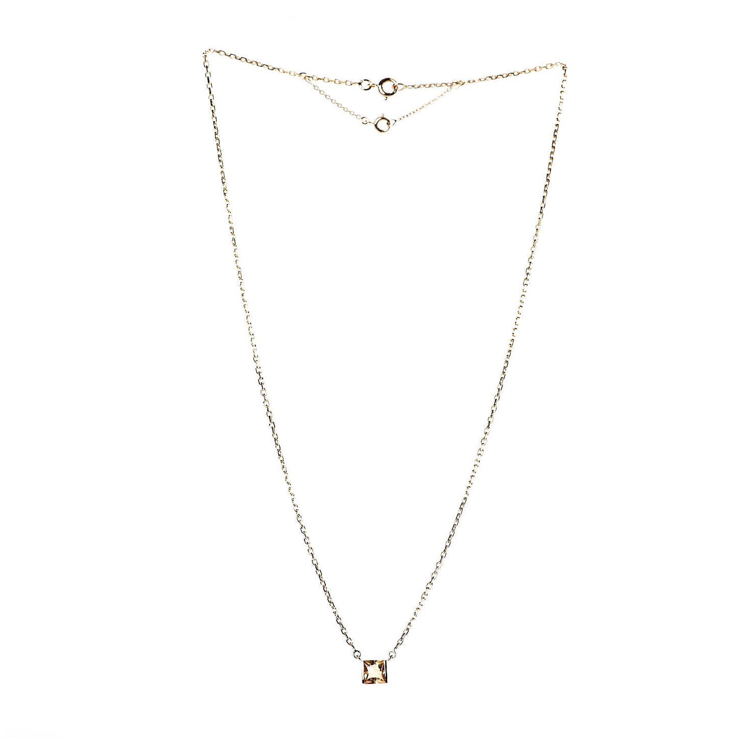 18K Yellow Gold Citrine Tank Pendant Necklace