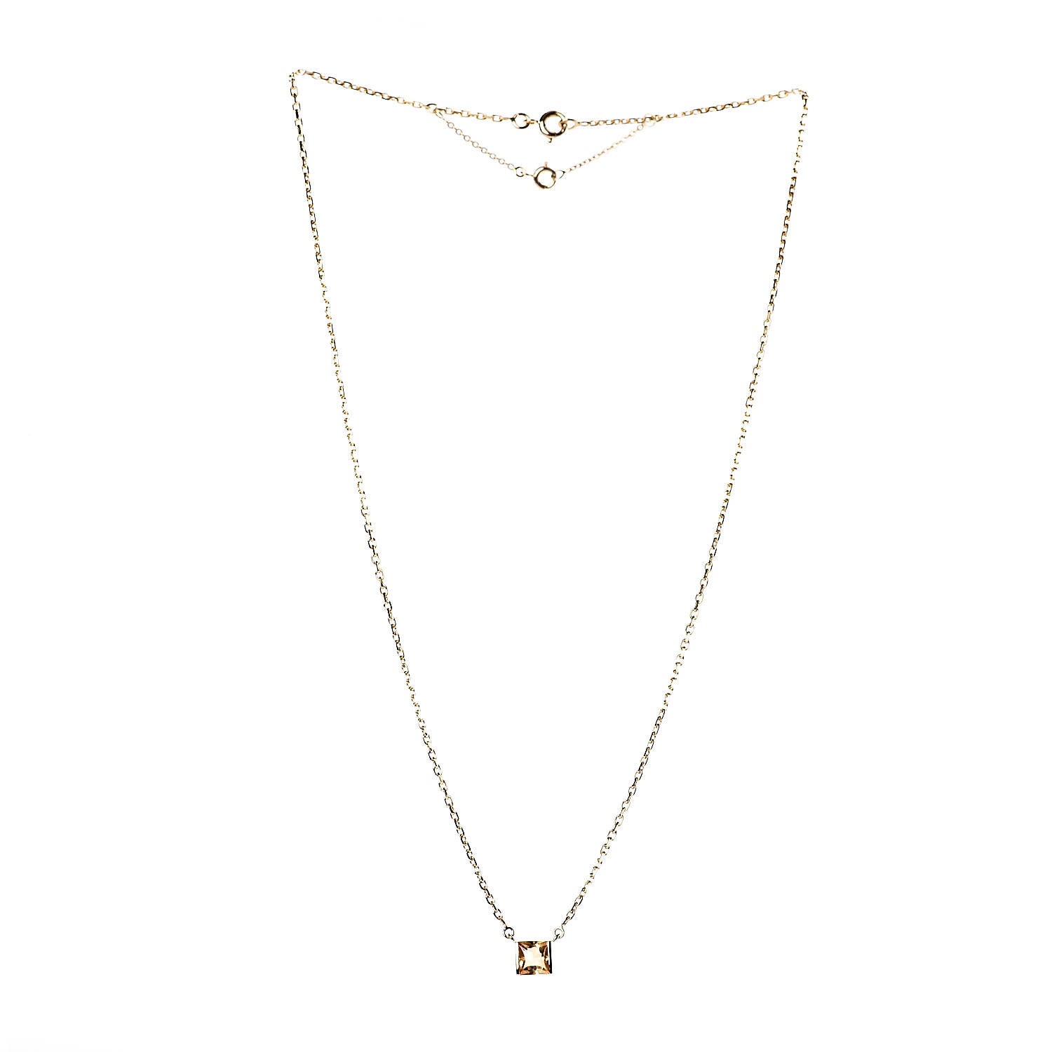 Cartier 18K Yellow Gold Citrine Tank Pendant Necklace 3 of 6