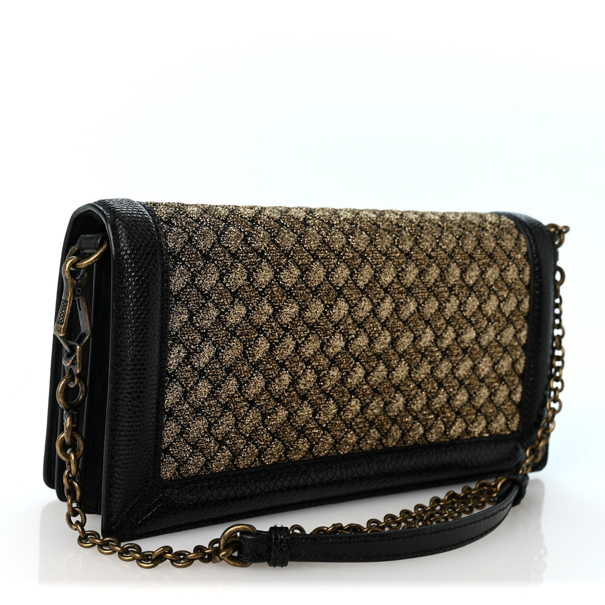 Metallic Wool Woven Patent Ayers Olimpia Knot Gold Black
