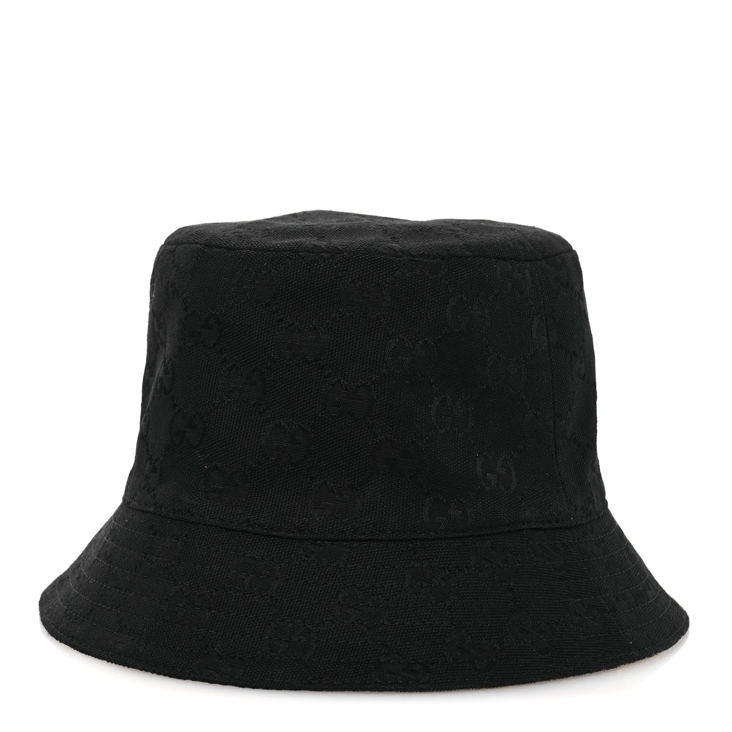 Gucci Canvas Monogram Reversible Bucket Hat L Black Beige 4 of 15