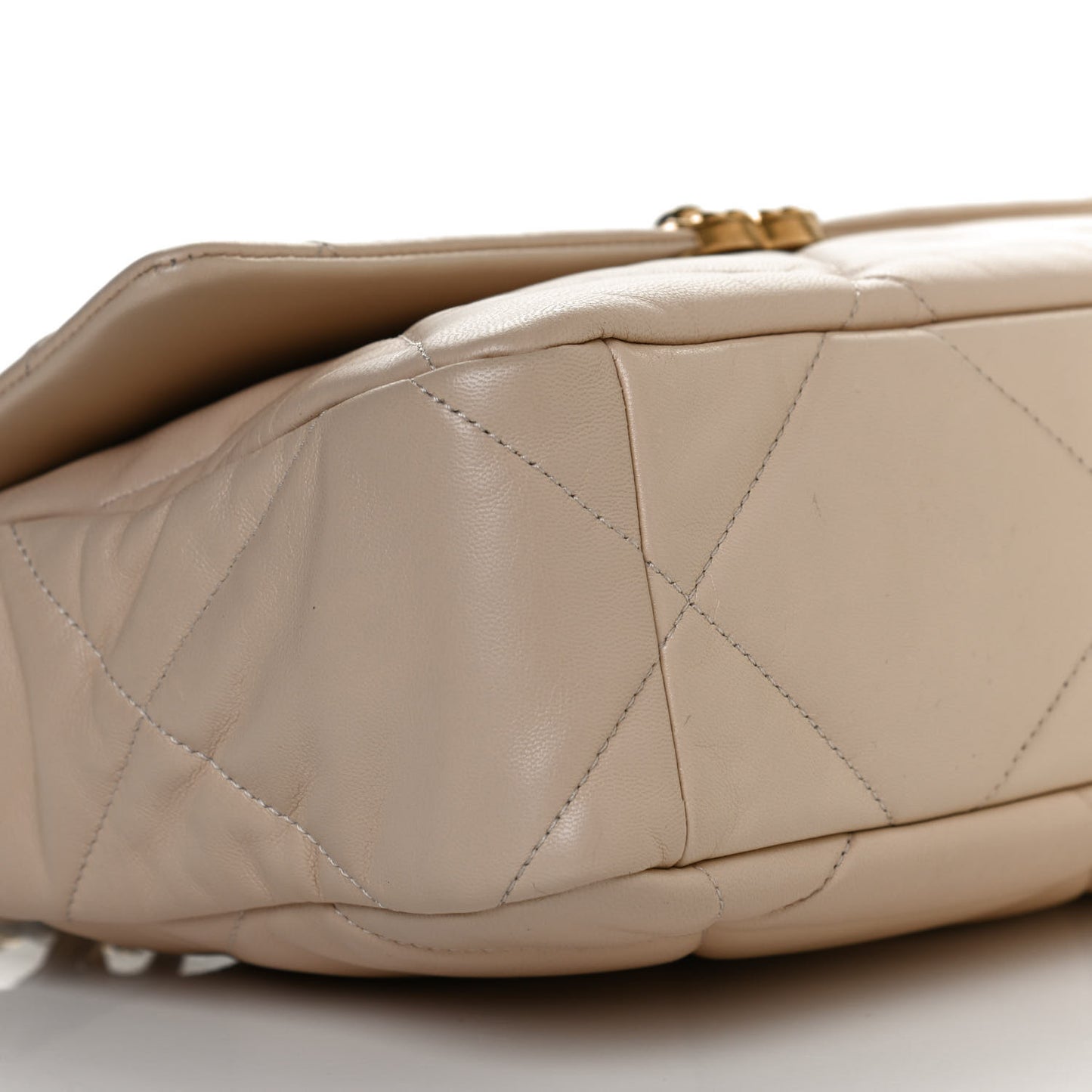 Lambskin Quilted Large Chanel 19 Flap Beige
