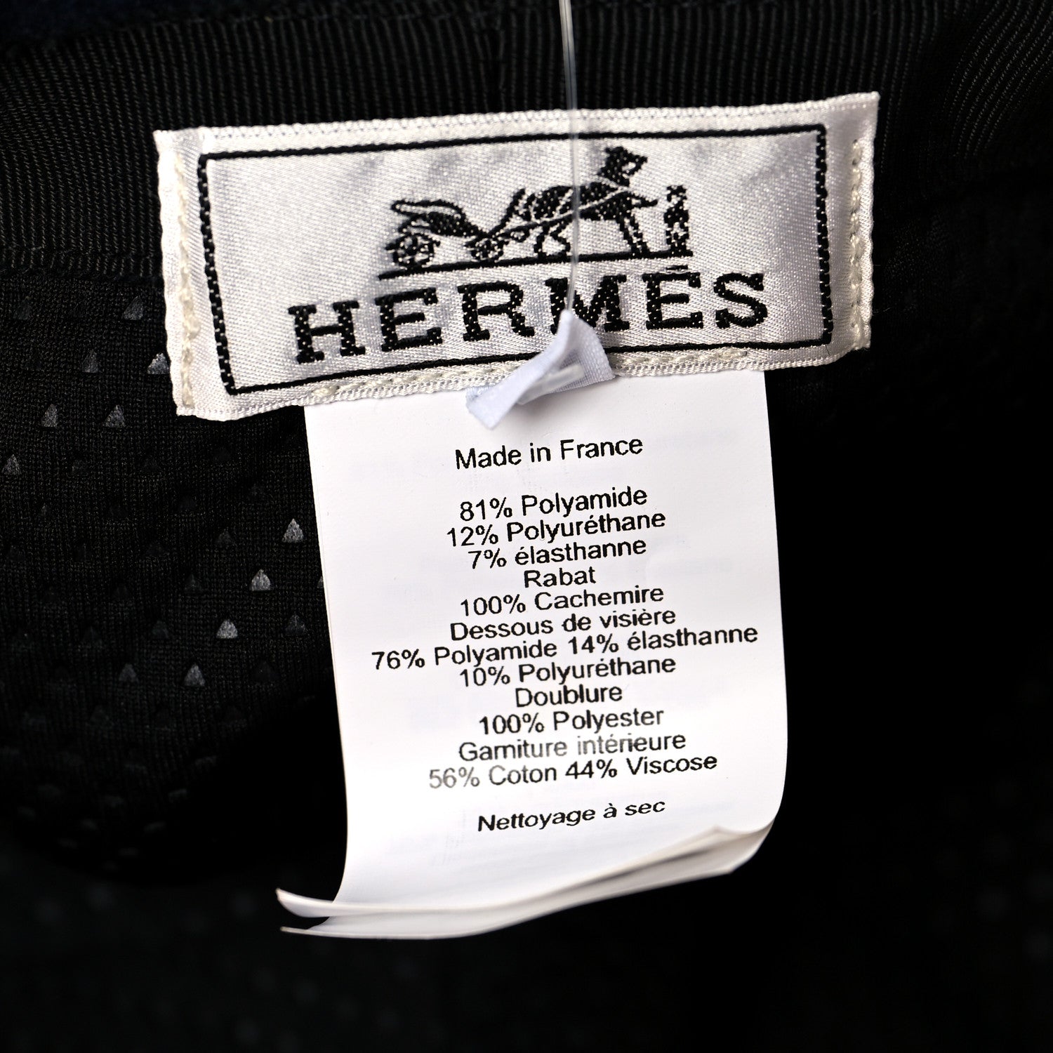 Hermes Waterproof Fabric Cashmere Blizzard Riding Cap 58 Navy 7 of 8