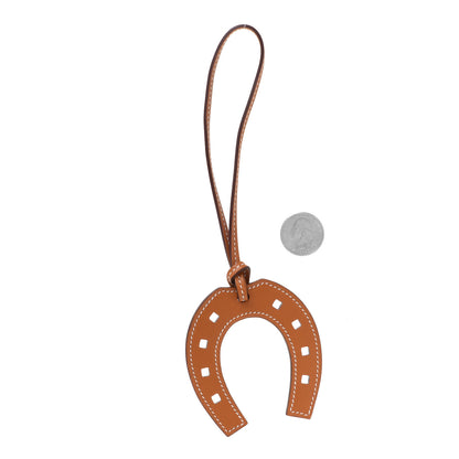 Hermes Veau Butler Paddock Horseshoe Bag Charm Natural Sable 2 of 4