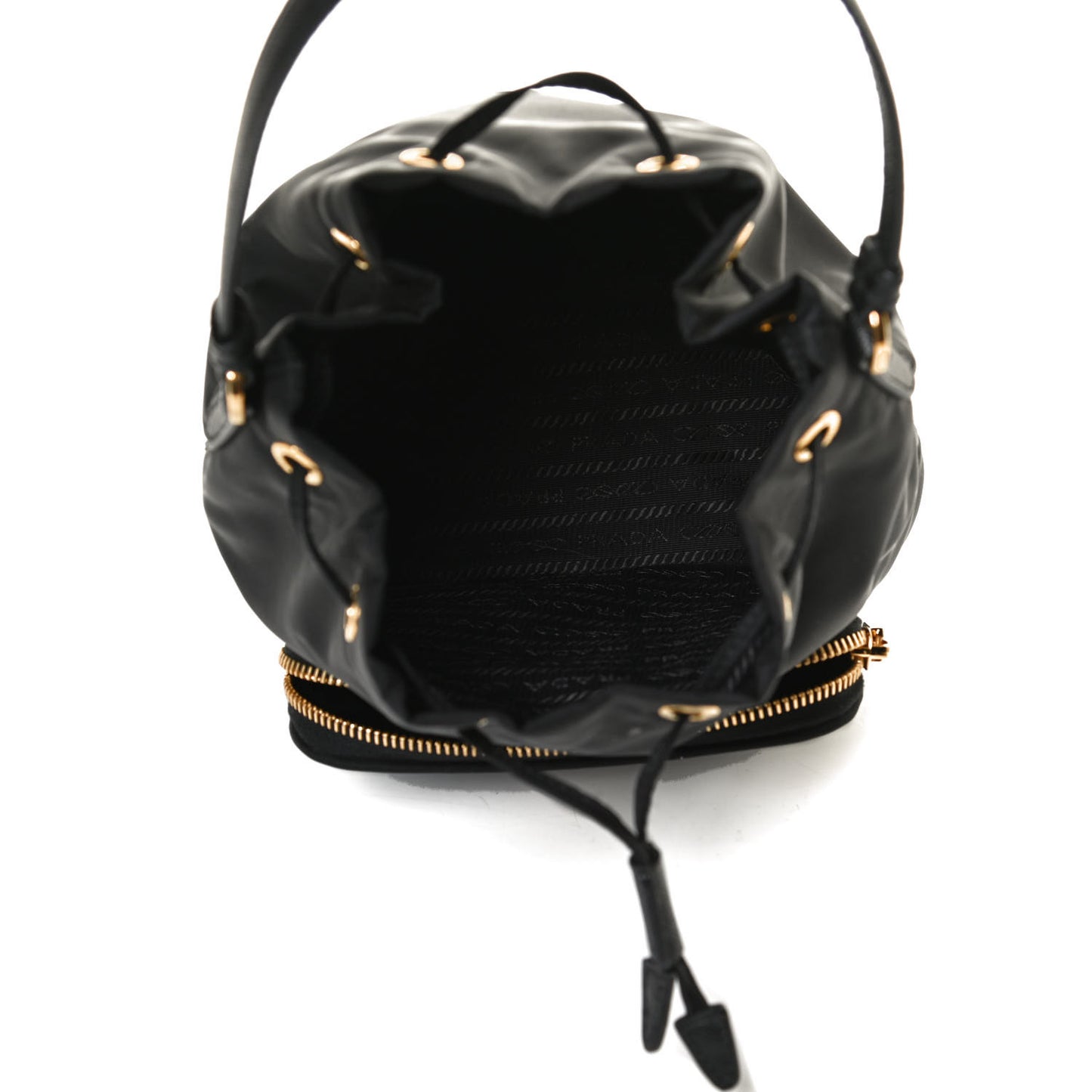Saffiano Tessuto Nylon Mini Bucket Crossbody Bag Black