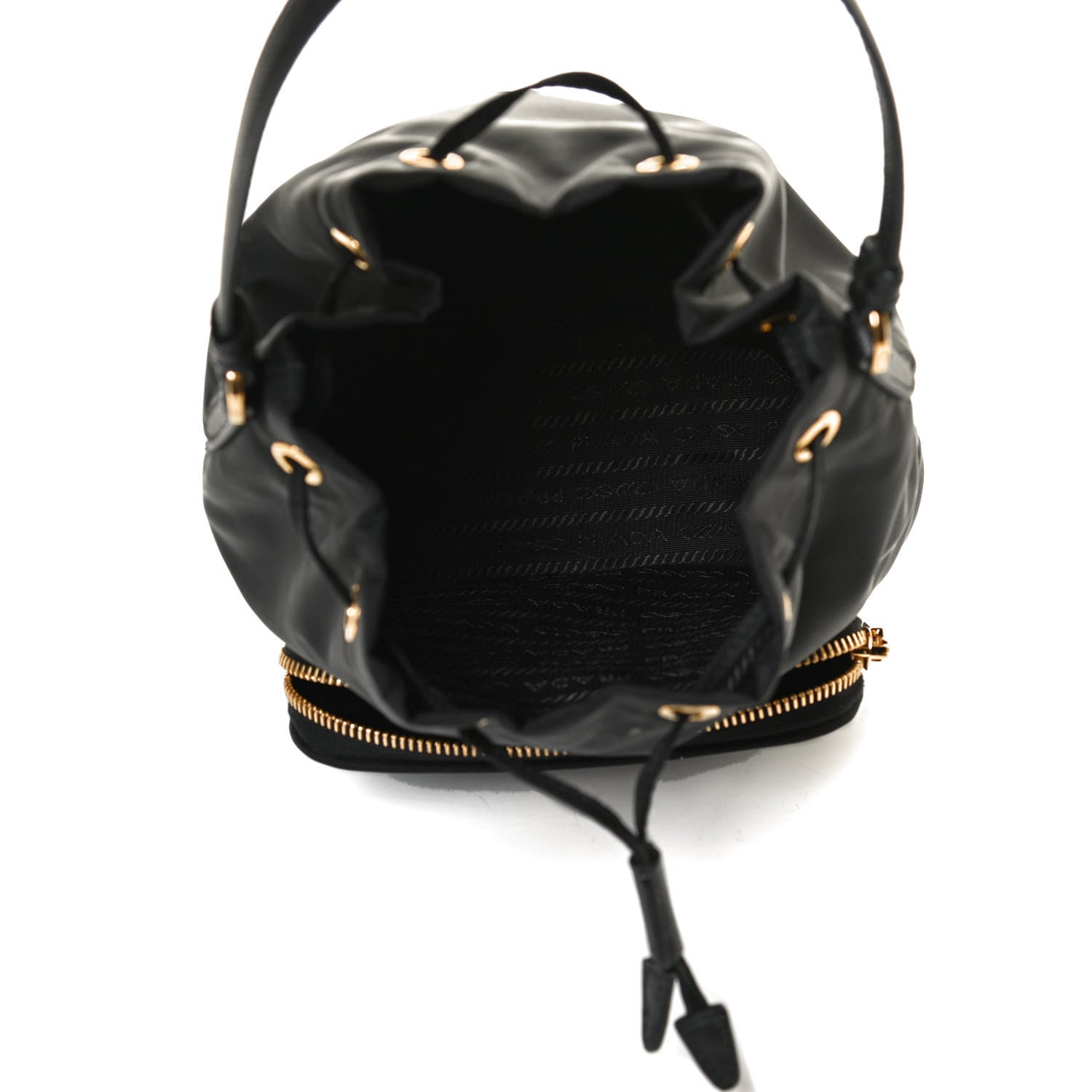 Prada Saffiano Tessuto Nylon Mini Bucket Crossbody Bag Black 5 of 12
