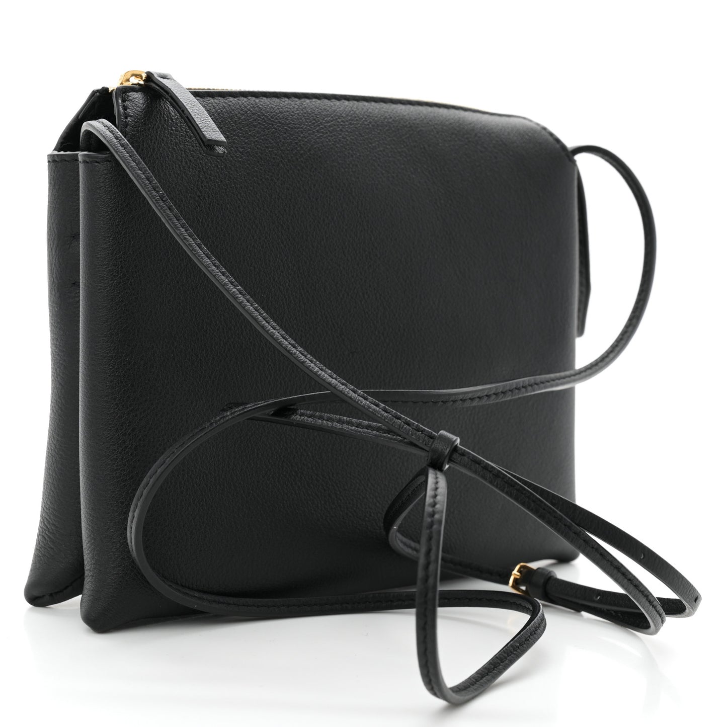 Matte Grained Calfskin Mini Nu Twin Bag Black