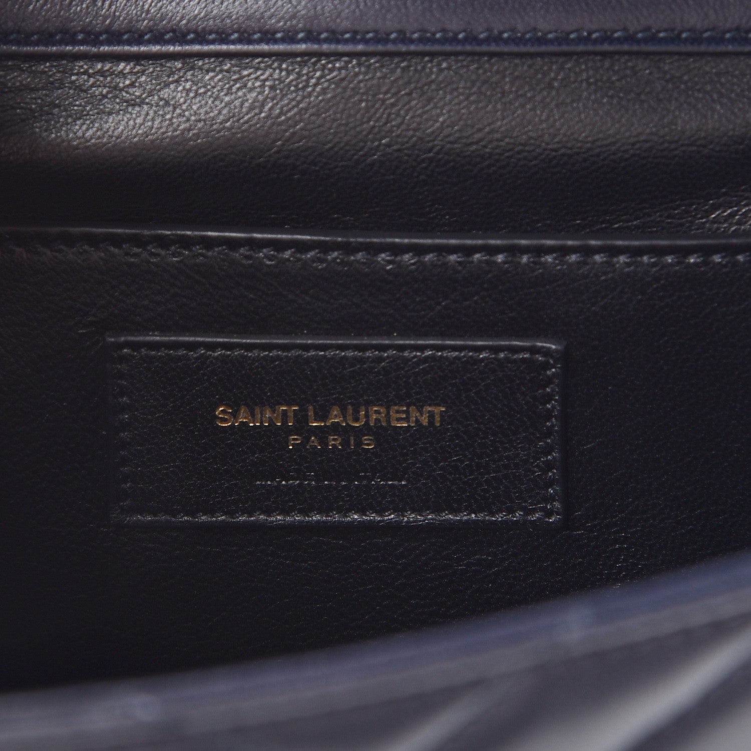 Saint Laurent Lambskin Matelasse Chevron Medium Monogram Satchel Navy 6 of 7