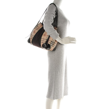 Burberry Suede Haymarket Check Colorblock Small Canterbury Tote Dark Brown 2 of 8