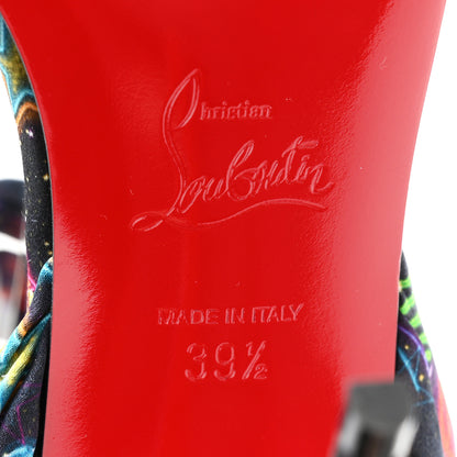Christian Louboutin Crepe Satin Starlight Sandale Du Desert 100 Ankle Wrap Sandals  39.5 Black Multicolor 7 of 8