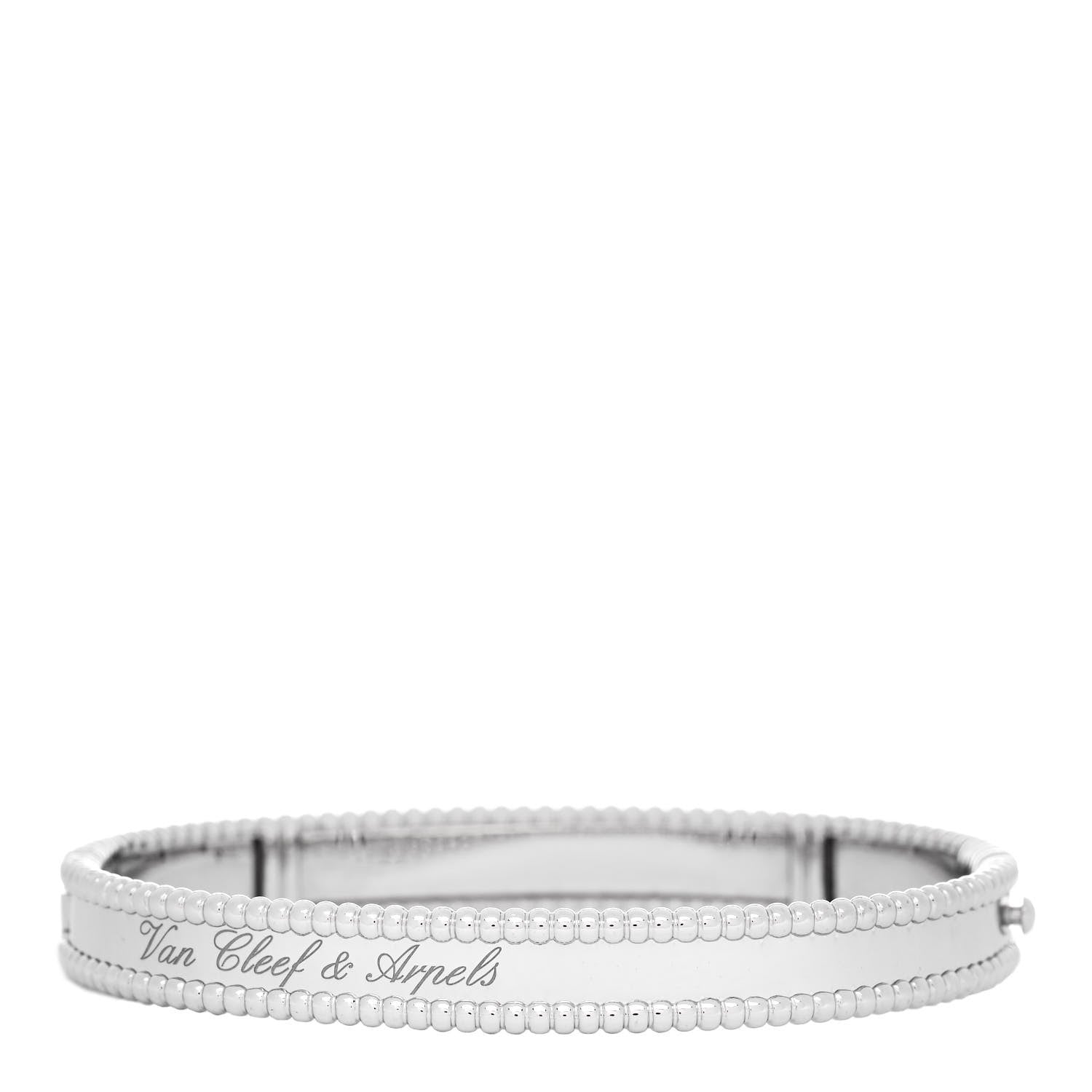 Van Cleef & Arpels 18K White Gold Perlee Signature Bangle Bracelet M 1 of 3