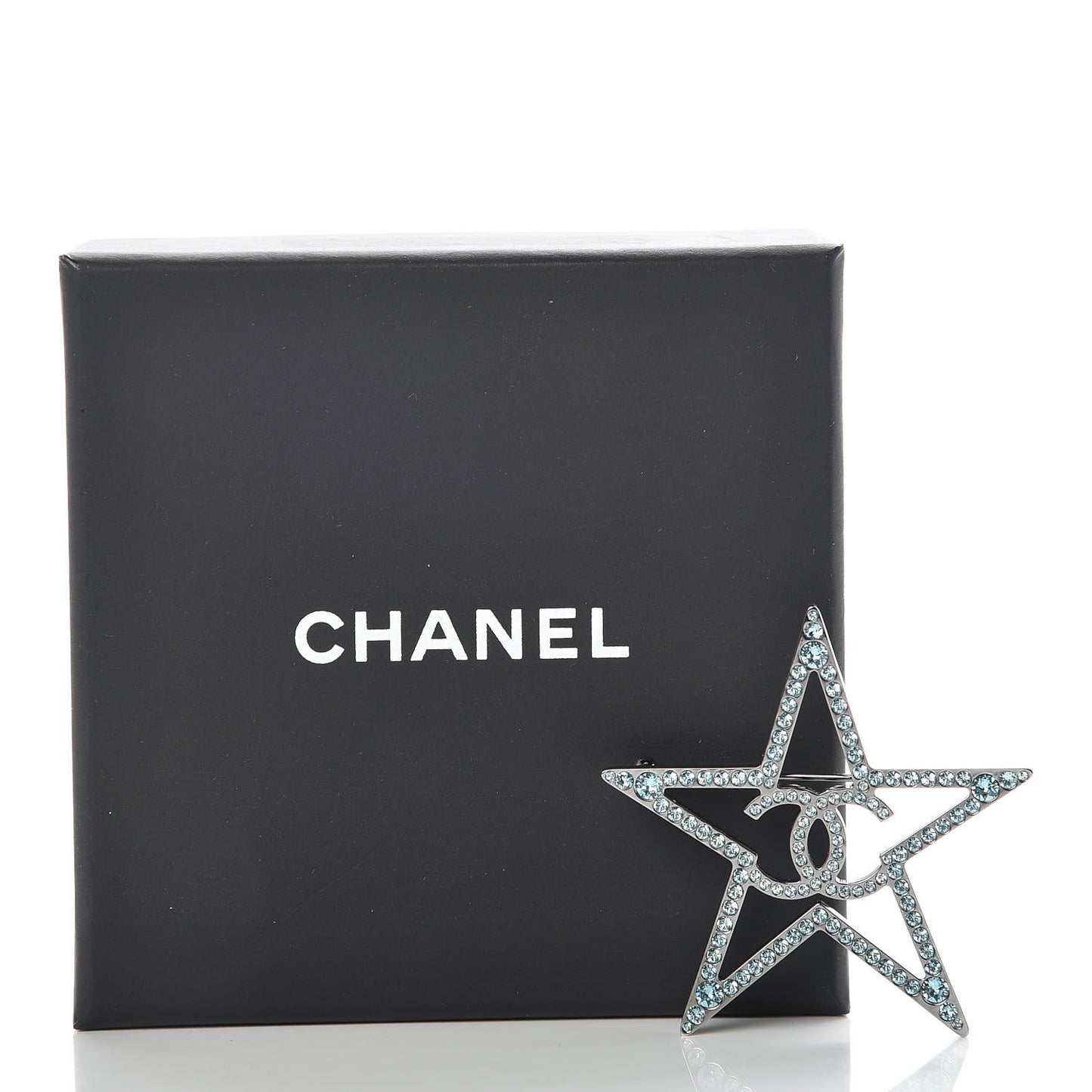 Ruthenium Crystal Star CC Brooch Blue