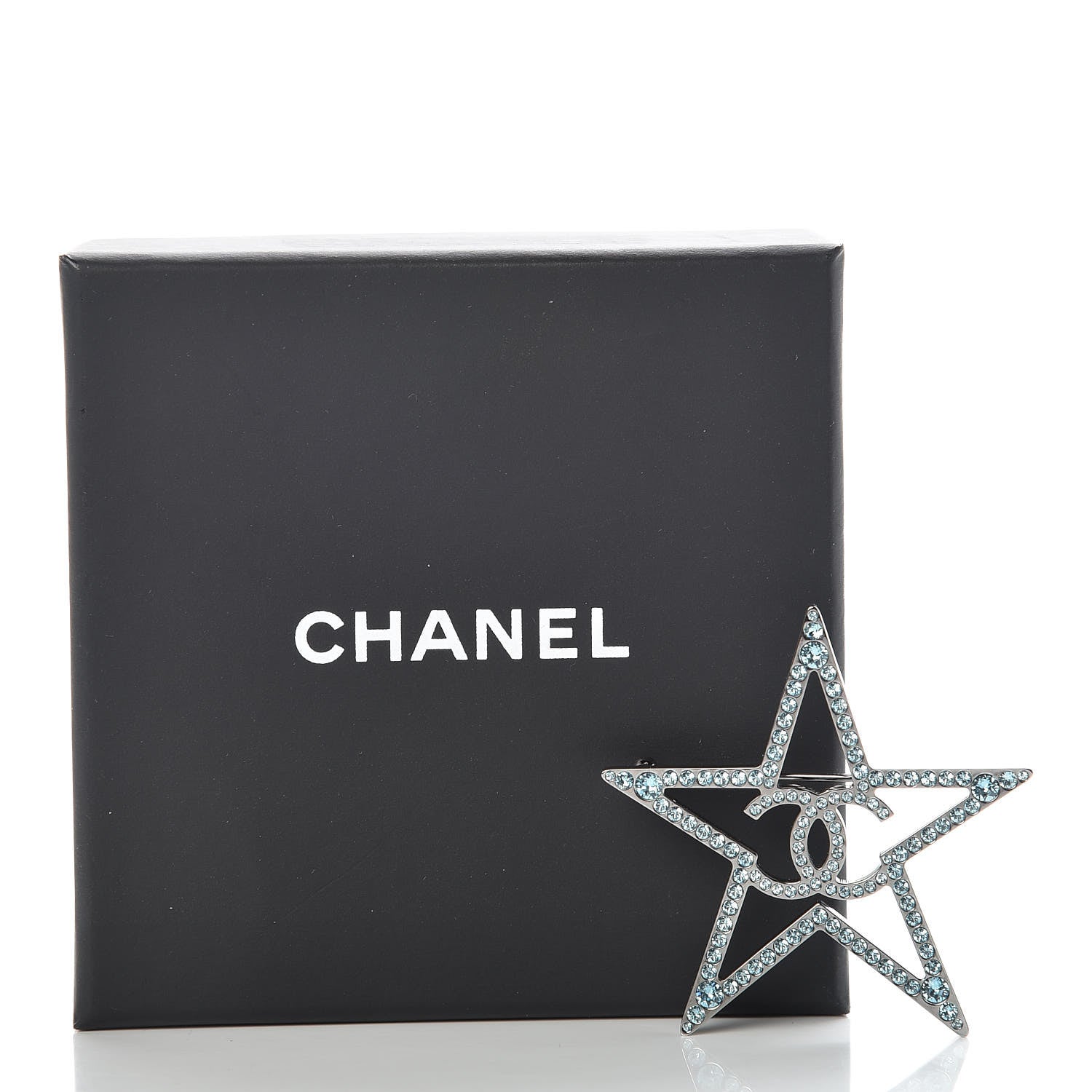 Chanel Ruthenium Crystal Star CC Brooch Blue 5 of 5