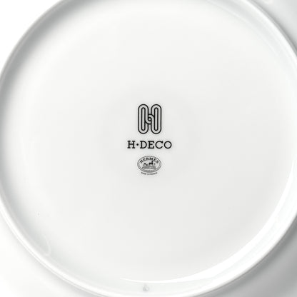 Hermes Porcelain H Deco Dessert Plates Set of 2 Black White 5 of 7