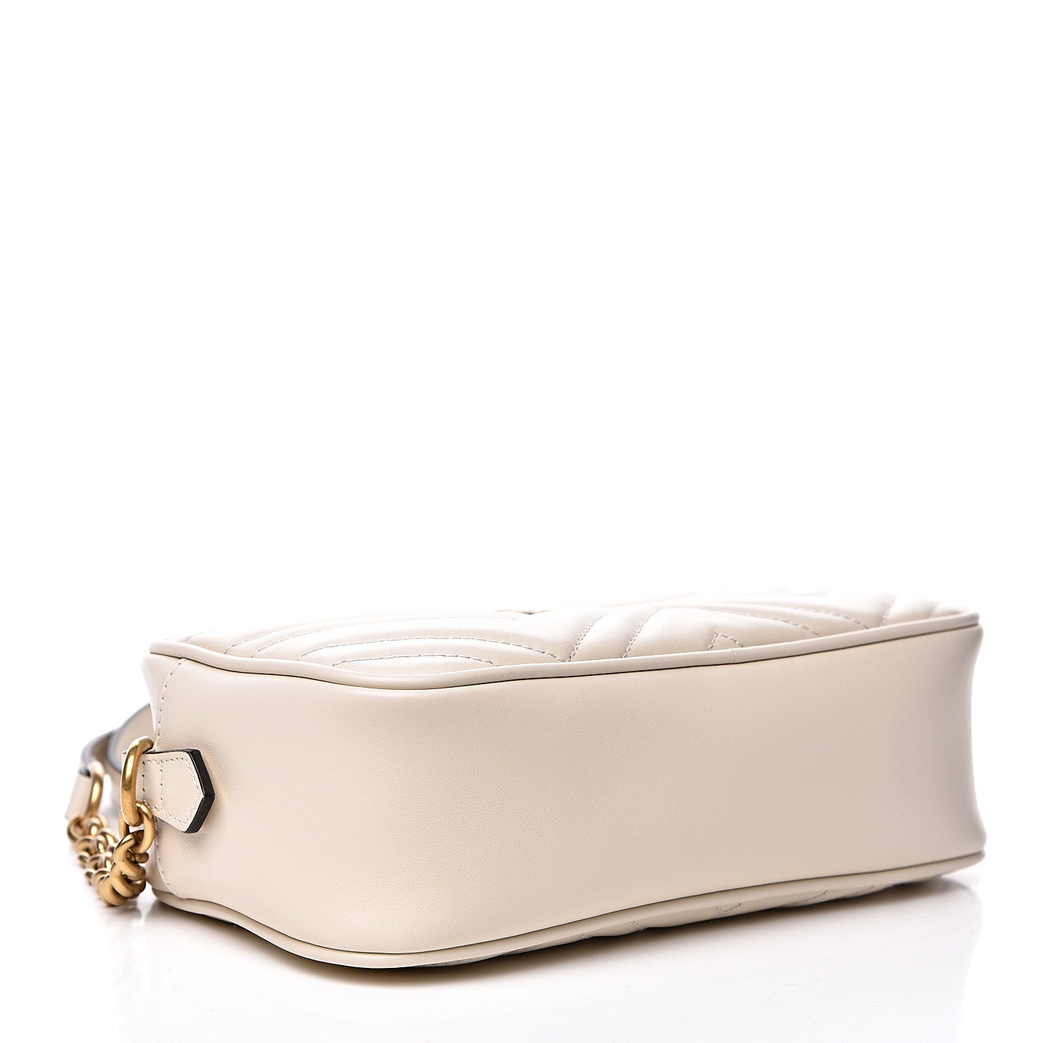 Gucci Calfskin Matelasse Small GG Marmont Chain Shoulder Bag White 3 of 10