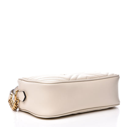 Gucci Calfskin Matelasse Small GG Marmont Chain Shoulder Bag White 3 of 10