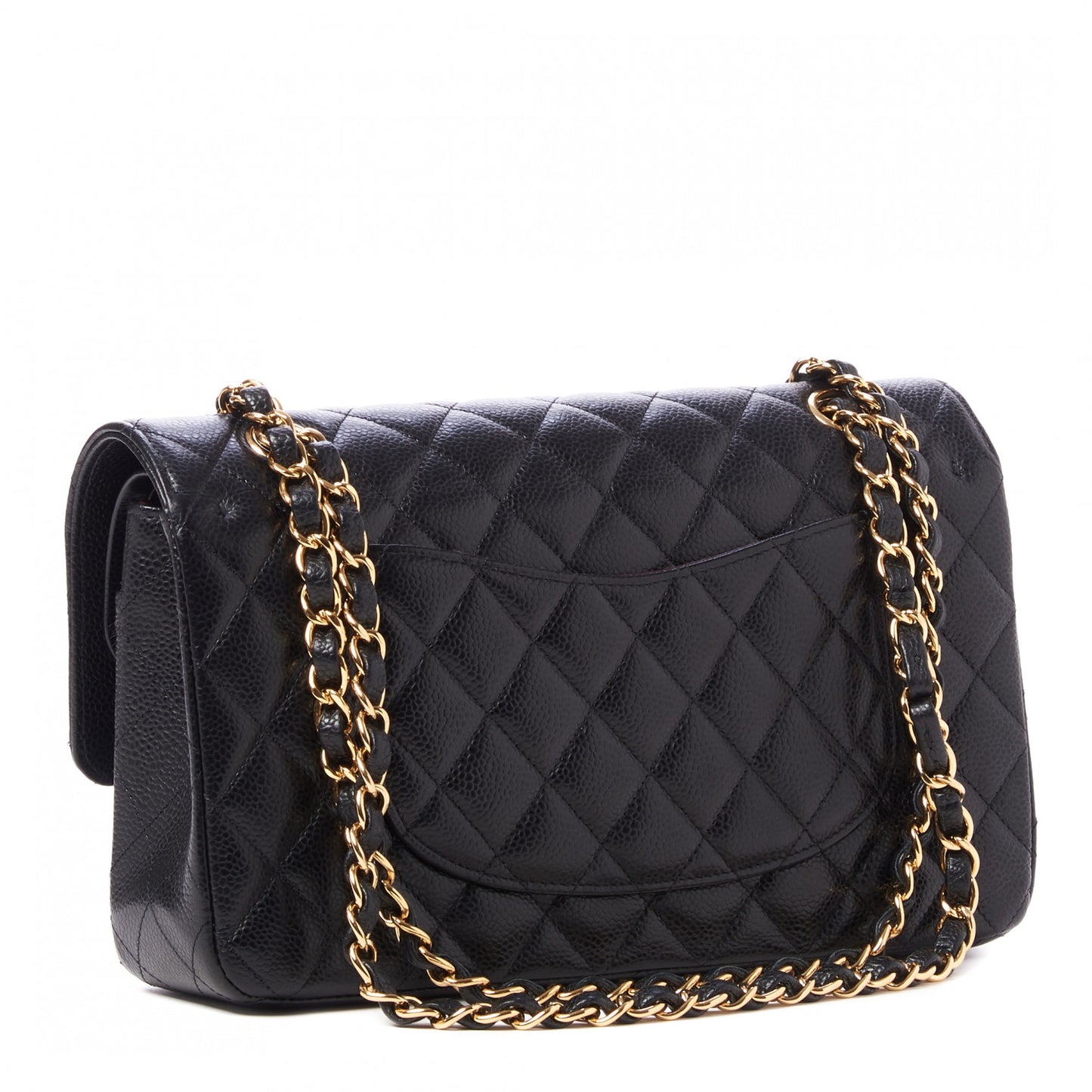 Caviar Quilted Medium Double Flap Black