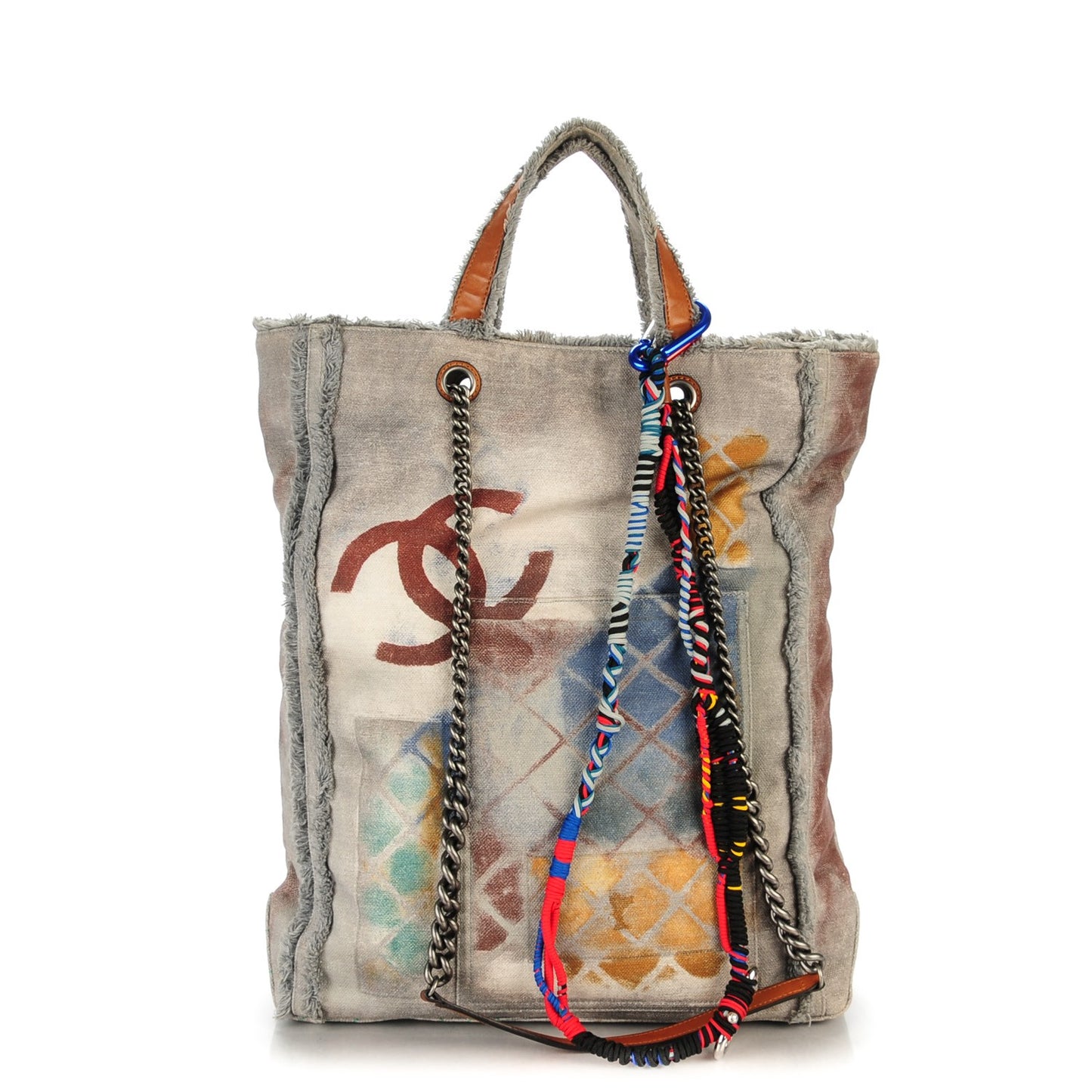 Canvas Large Graffiti Tote Grey