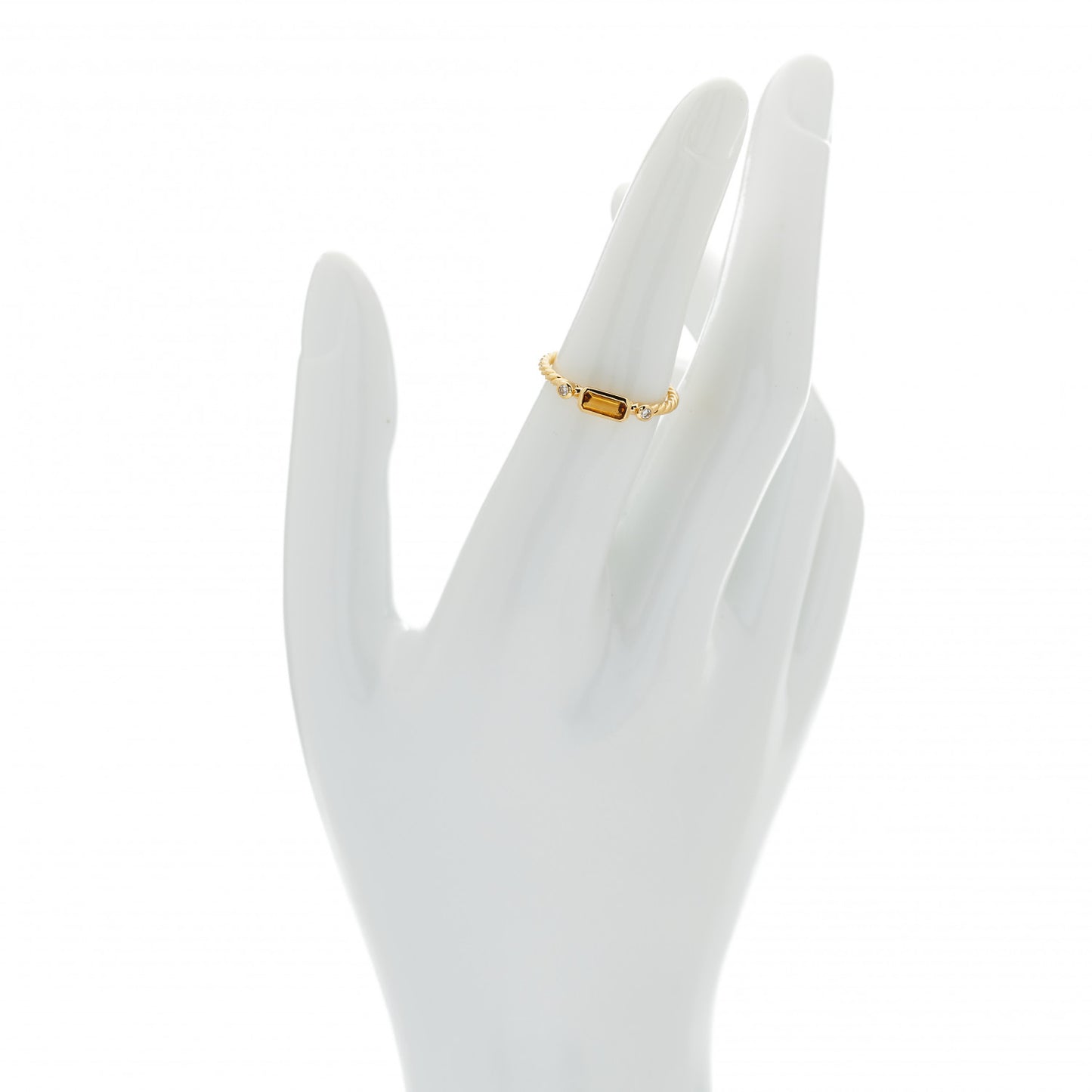 18K Yellow Gold Diamond Citrine Novella Stack Ring 51 5.75