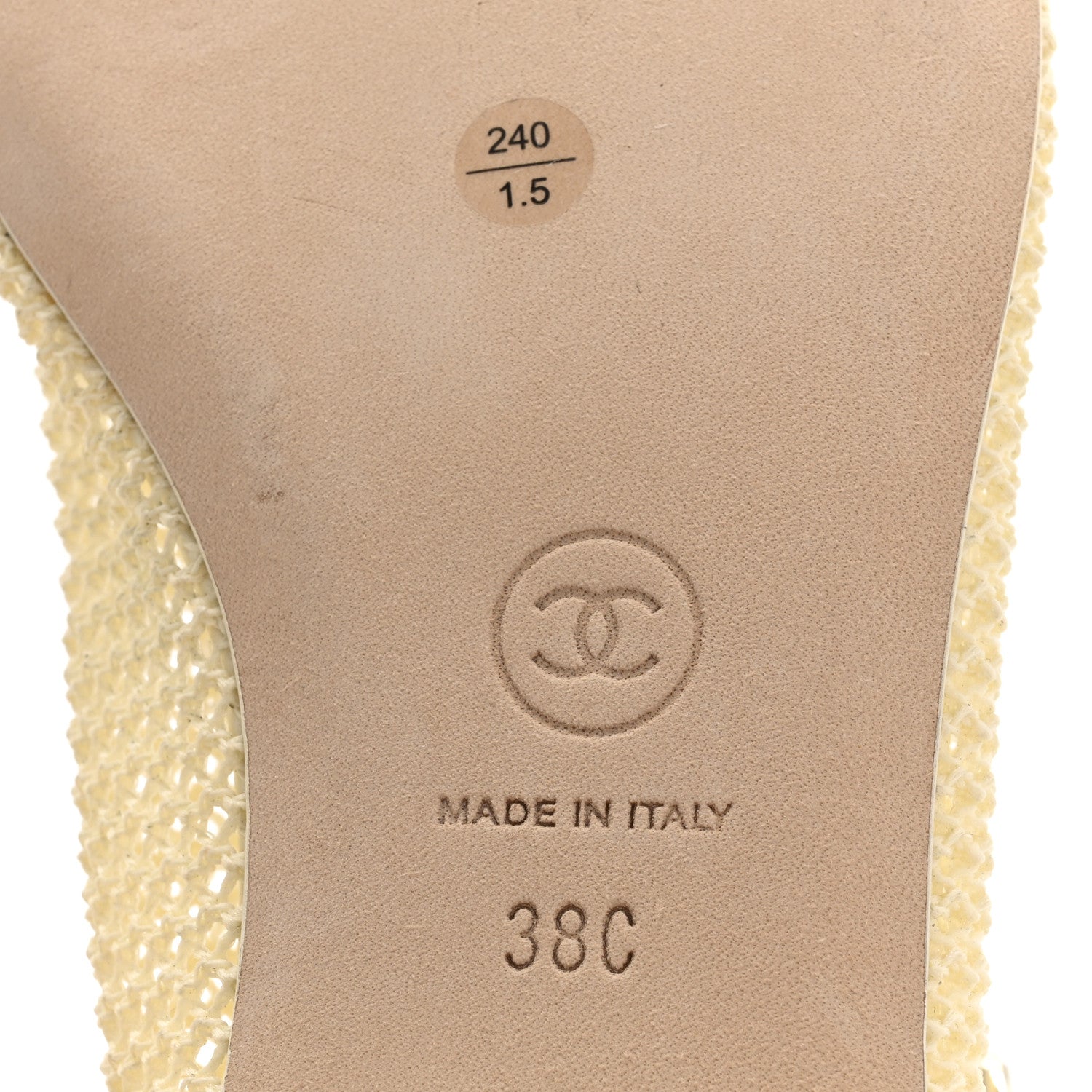 Chanel Crochet Lambskin Cap Toe Mary Jane Flats 38 Natural Beige