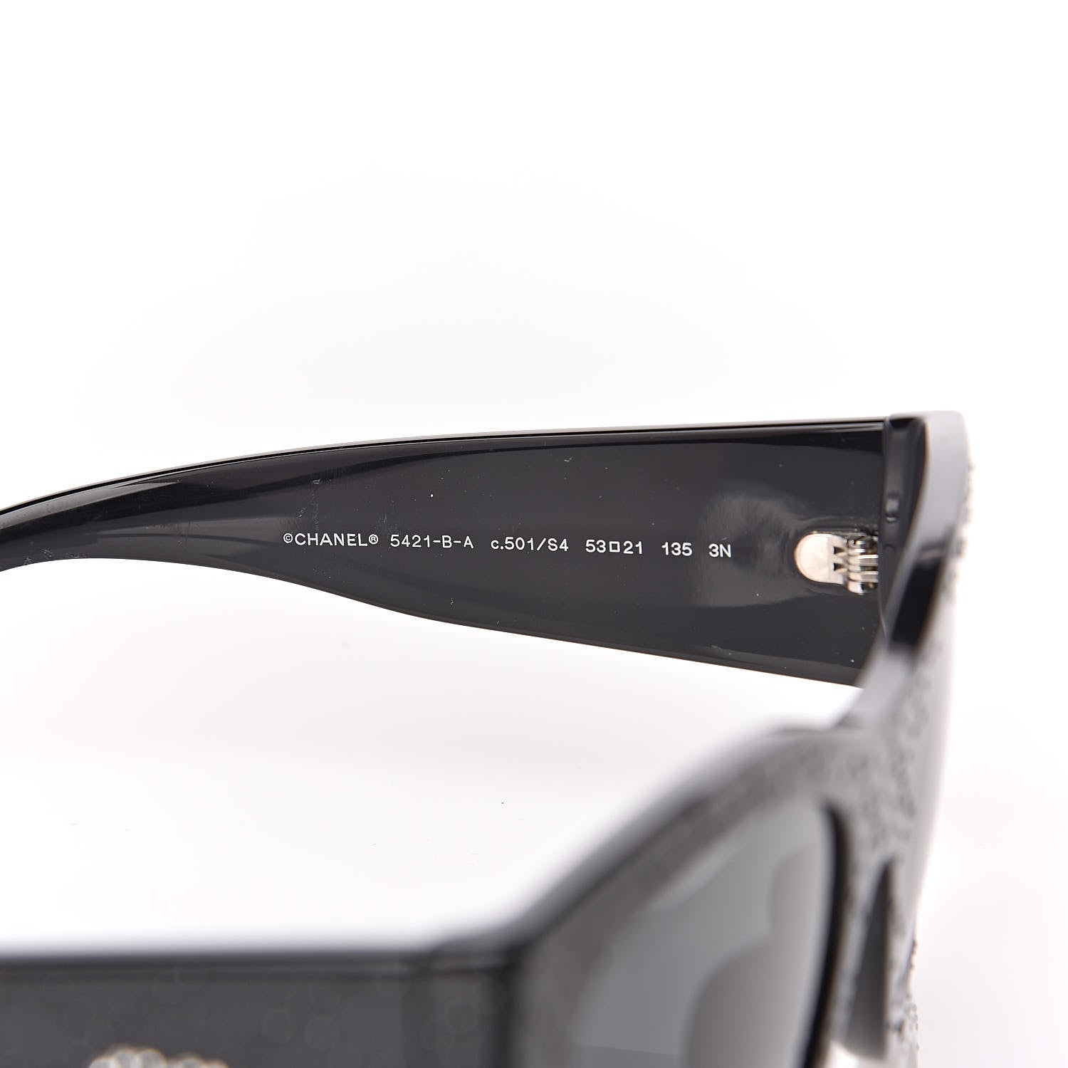 Chanel Acetate Strass Rectangle Sunglasses 5421B Black 5 of 6