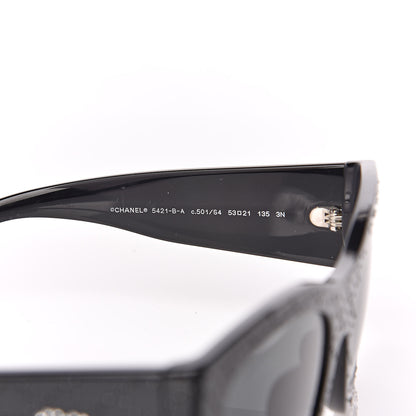 Chanel Acetate Strass Rectangle Sunglasses 5421B Black 5 of 6