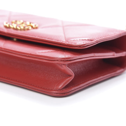 Chanel Shiny Goatskin Quilted 19 Wallet On Chain WOC Rouge 11 of 12