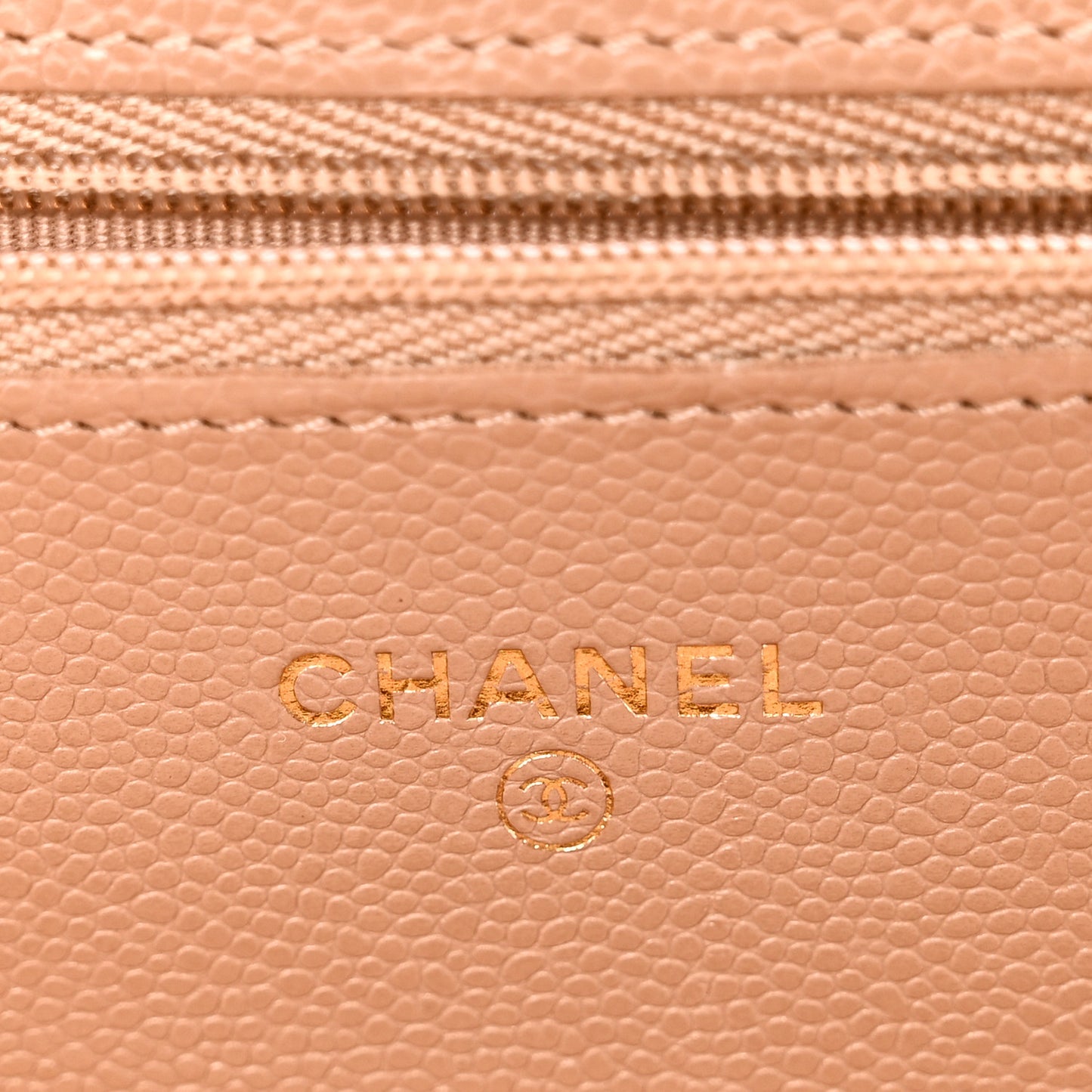 Caviar Quilted Wallet on Chain WOC Dark Beige
