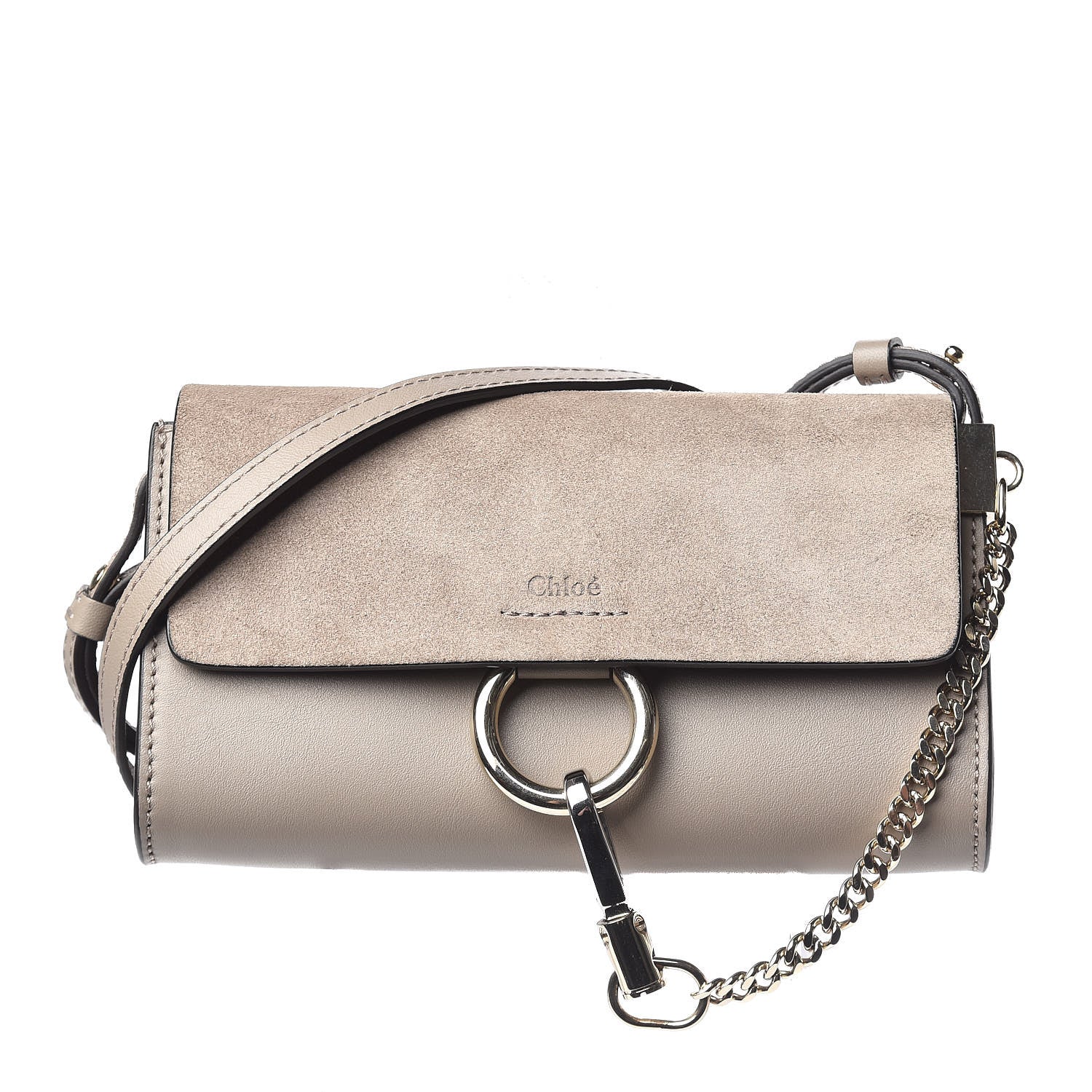 Chloe Suede Calfskin Mini Faye Shoulder Bag Motty Grey 1 of 11
