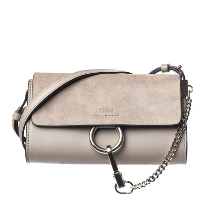 Chloe Suede Calfskin Mini Faye Shoulder Bag Motty Grey 1 of 11