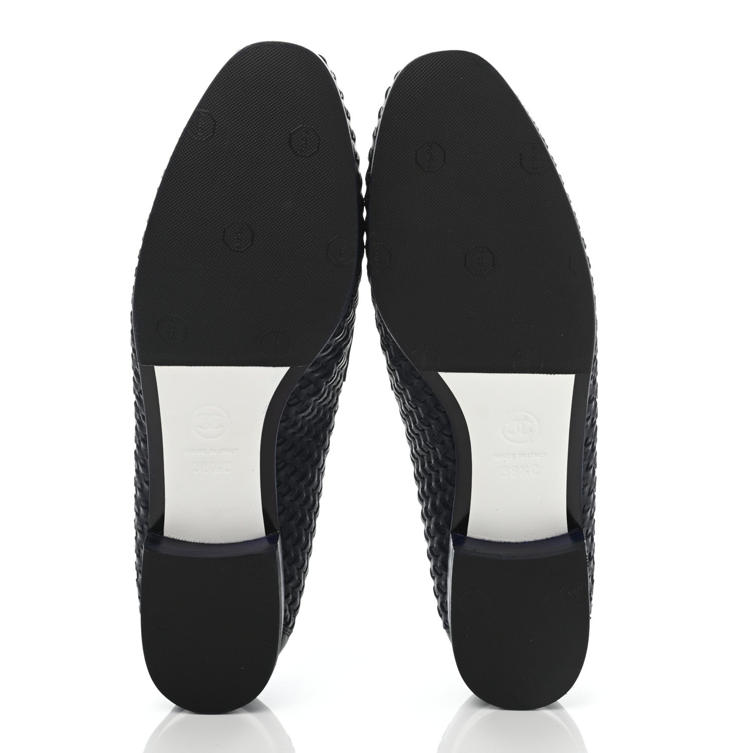 Chanel Lambskin Calfskin Braided Mocassin Loafers 38.5 Navy Black 5 of 8