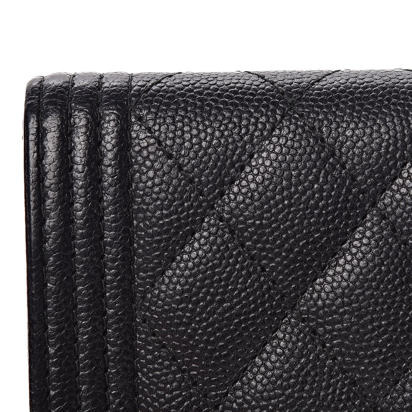 Caviar Quilted Boy Flap Card Holder Black