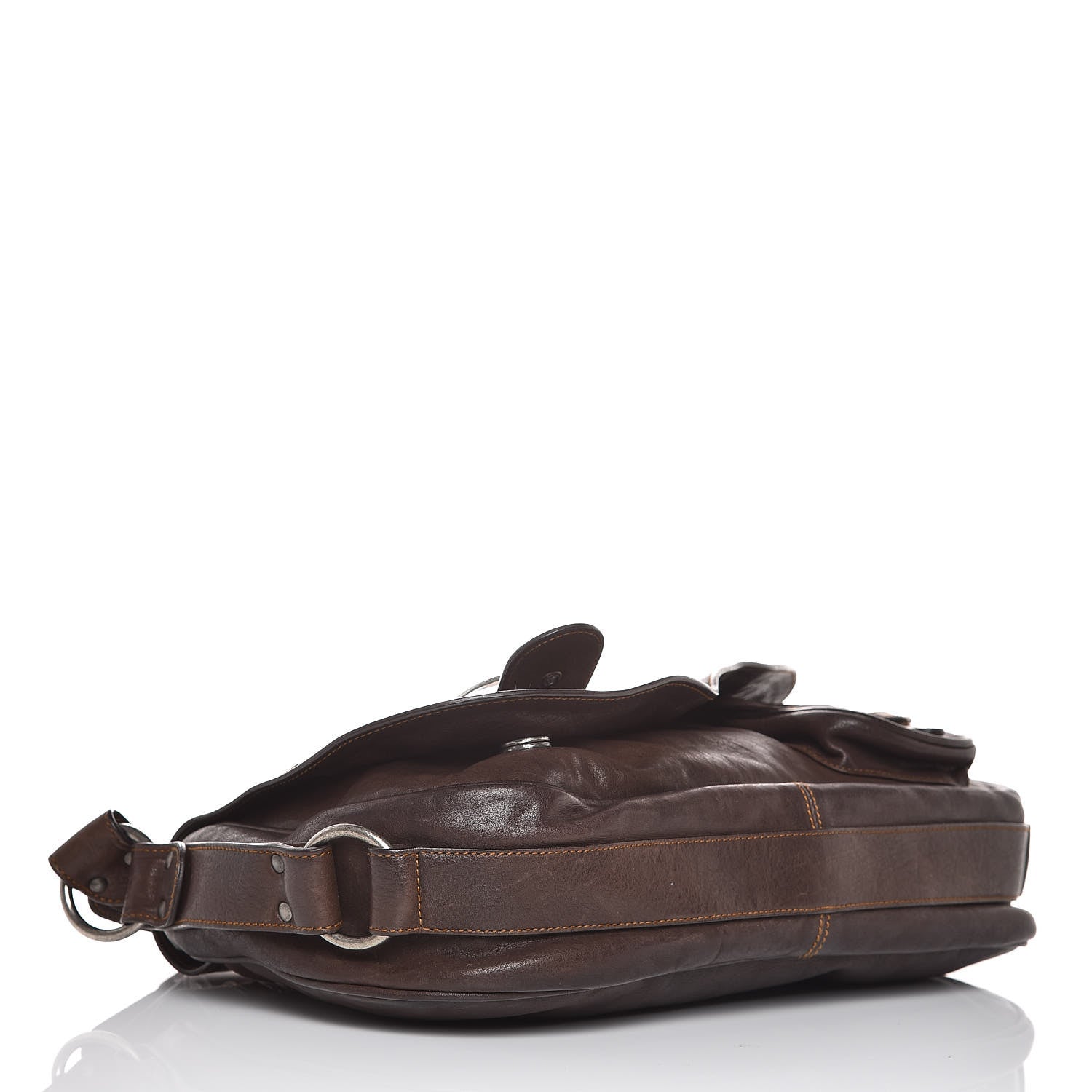 Christian Dior Calfskin Gaucho Double Saddle Bag Brown 4 of 13
