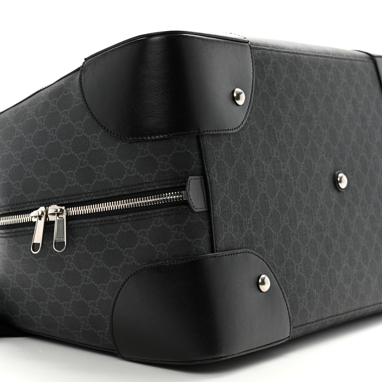 Gucci GG Supreme Monogram Azalea Calfskin Retro Interlocking G Large Duffle Bag Black Grey 8 of 13