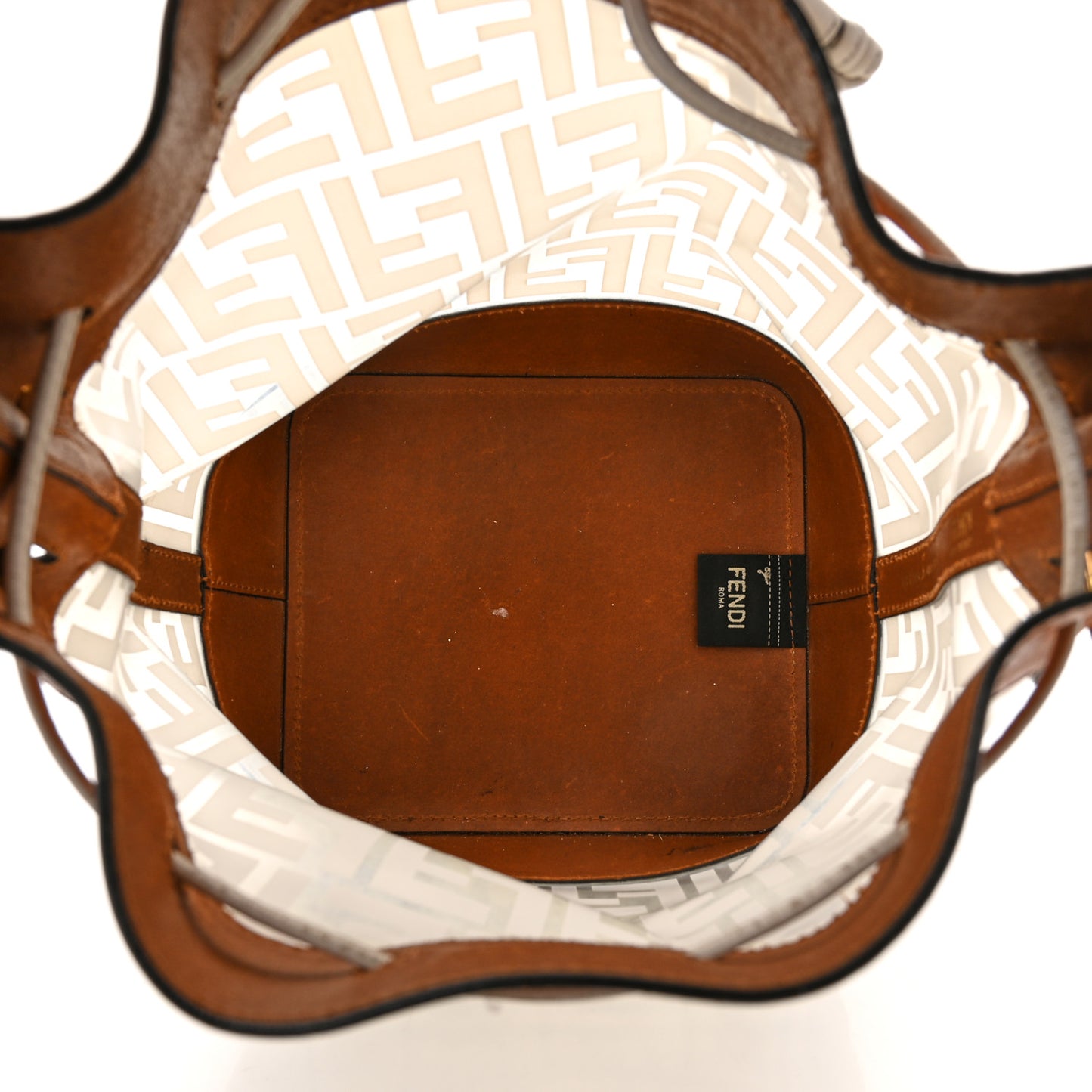 TPU FF Vitello Aura F is Fendi Grande Mon Tresor Bucket Bag White Cuoio