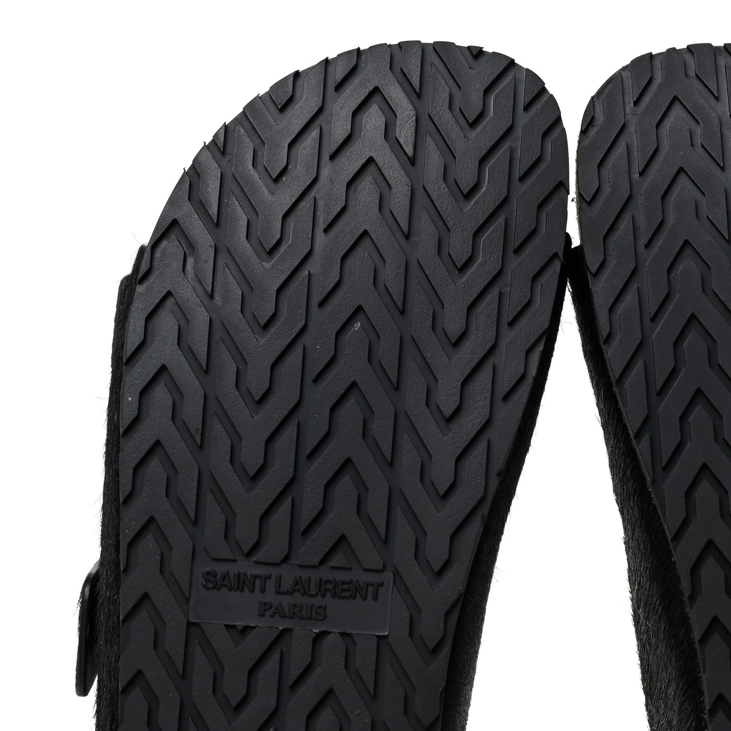 Calf Hair Jimmy Cross Slides 38.5 Black