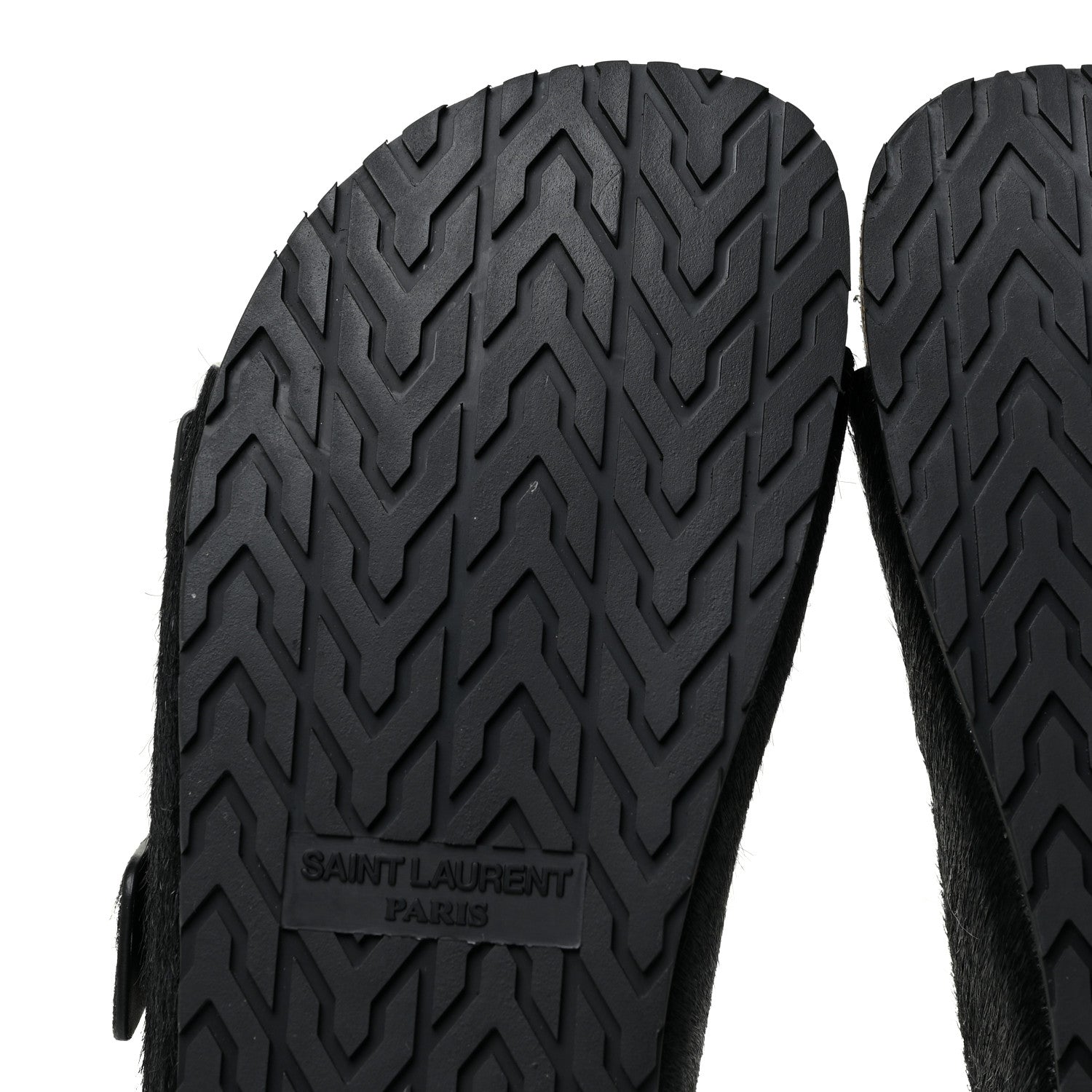 Saint Laurent Calf Hair Jimmy Cross Slides 38.5 Black 6 of 12
