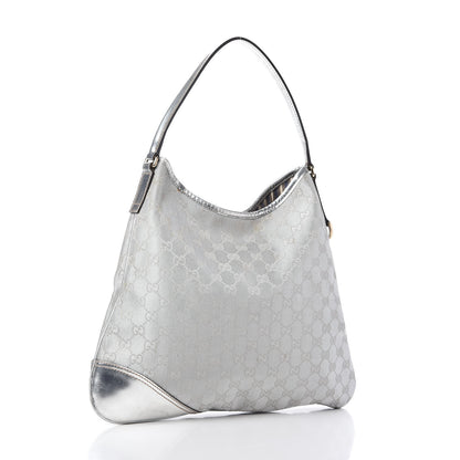 Gucci Metallic Monogram Medium New Britt Hobo Silver 3 of 10